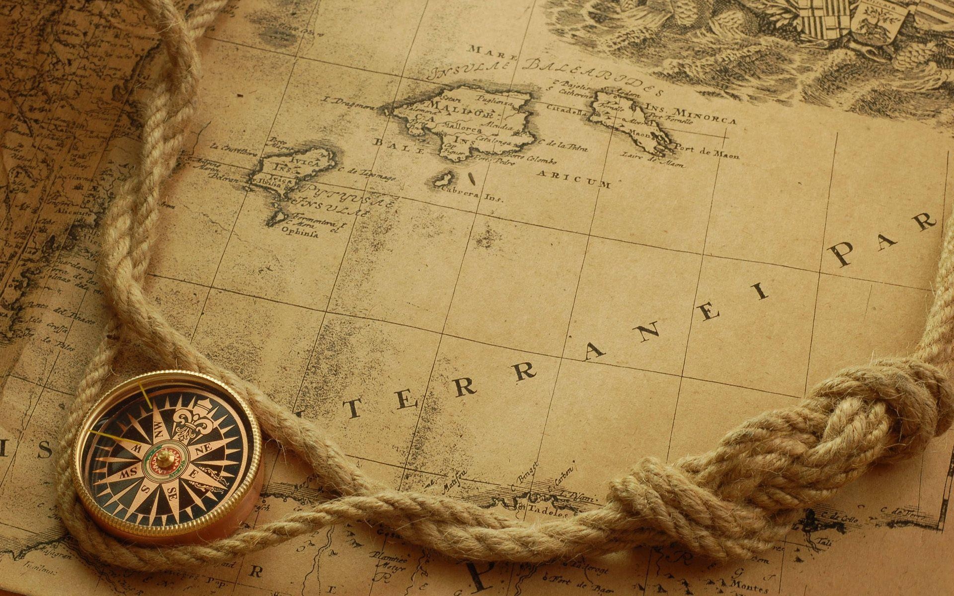 Historical map and compass, Geography Wallpaper, 1920x1200 HD Desktop