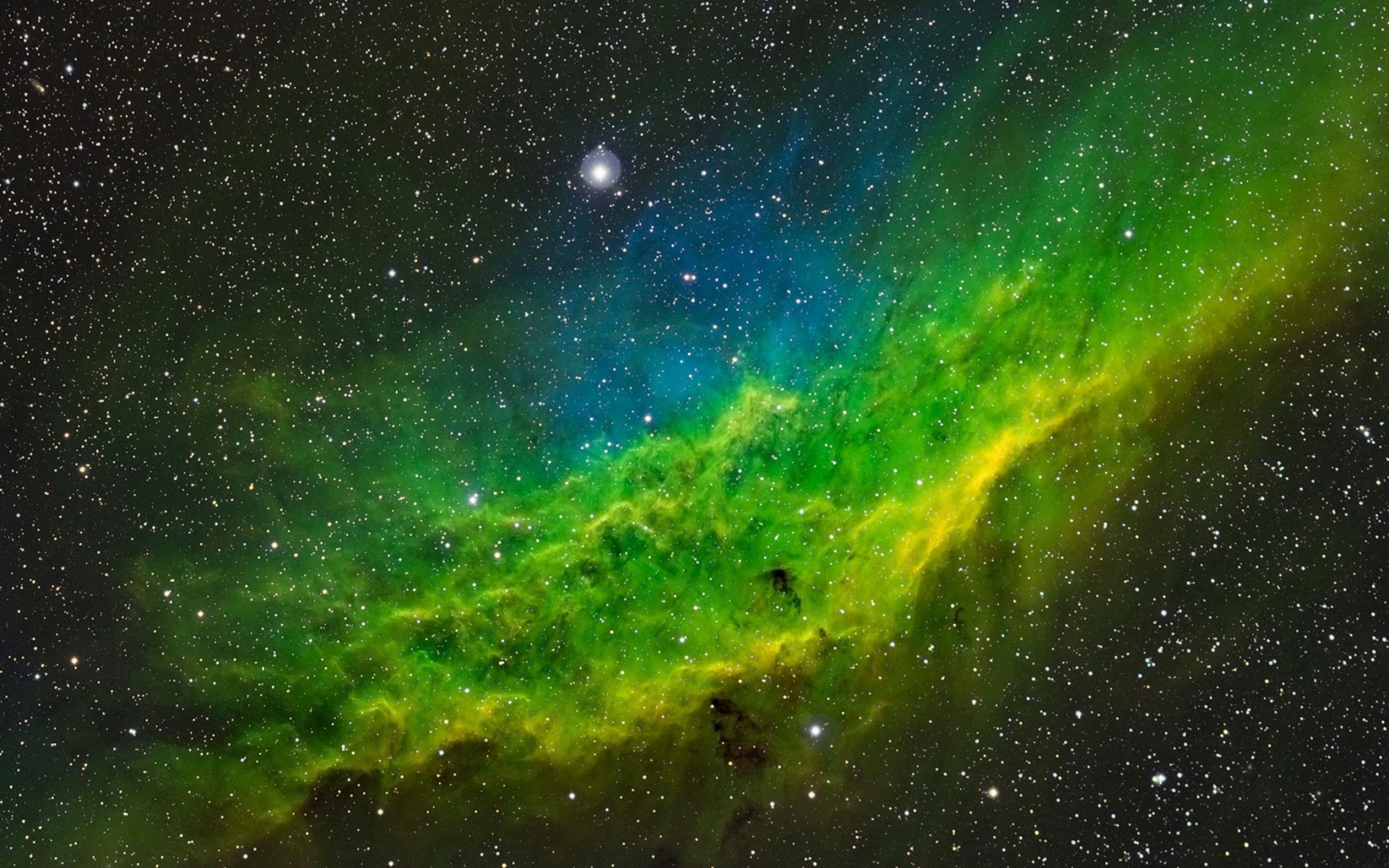 NGC 1499, Green Nebula Wallpaper, 2560x1600 HD Desktop