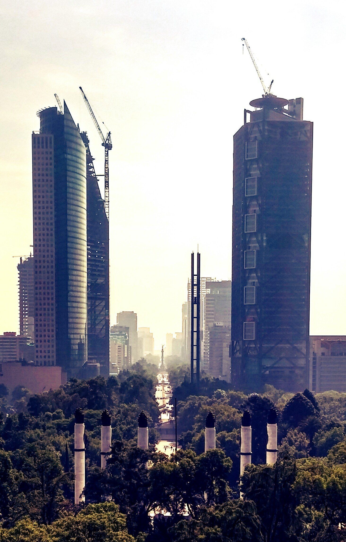 Torre Mayor and Torre BBVA, Mexico City Skyline Wallpaper, 1470x2290 HD Phone