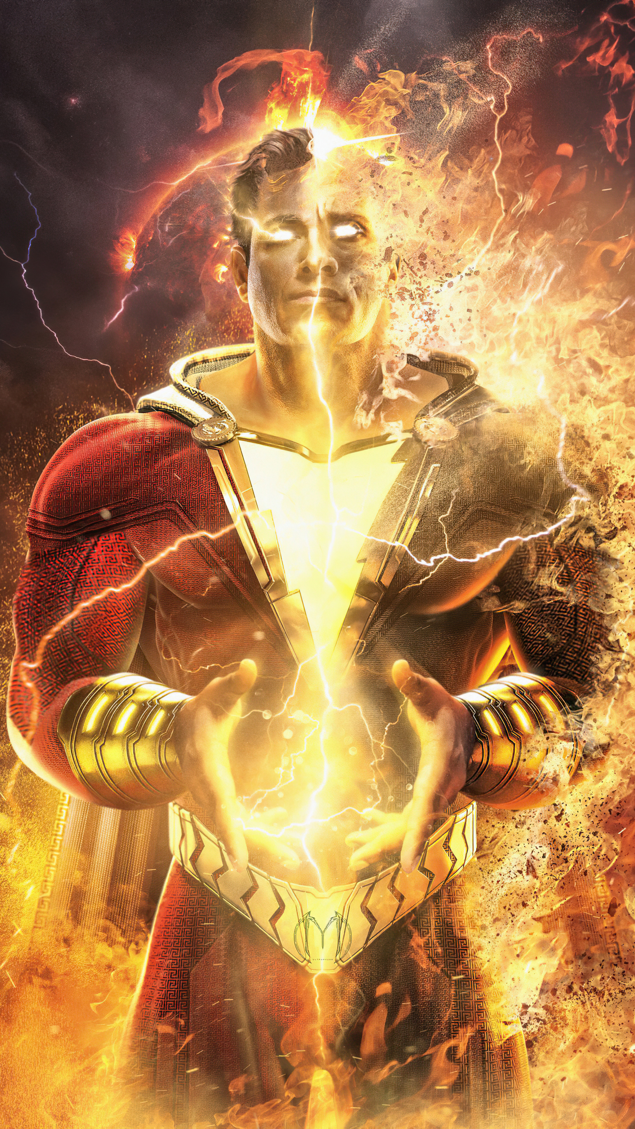 Shazam vs Black Adam, Epic showdown, 4K wallpapers, Superhero clash, 2160x3840 4K Phone