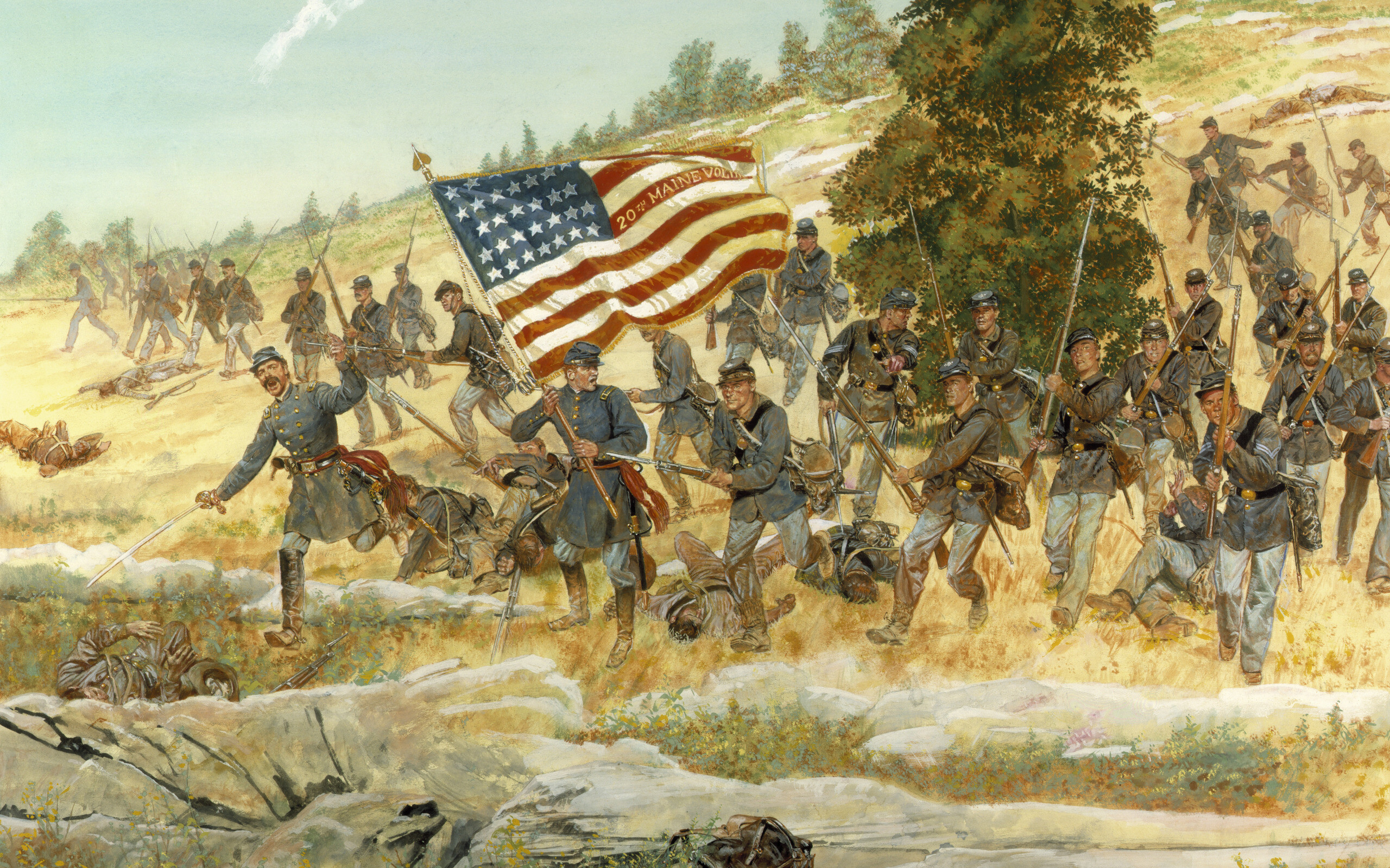 Gettysburg flag, American history, Battle of Gettysburg, Patriotic painting, 2560x1600 HD Desktop