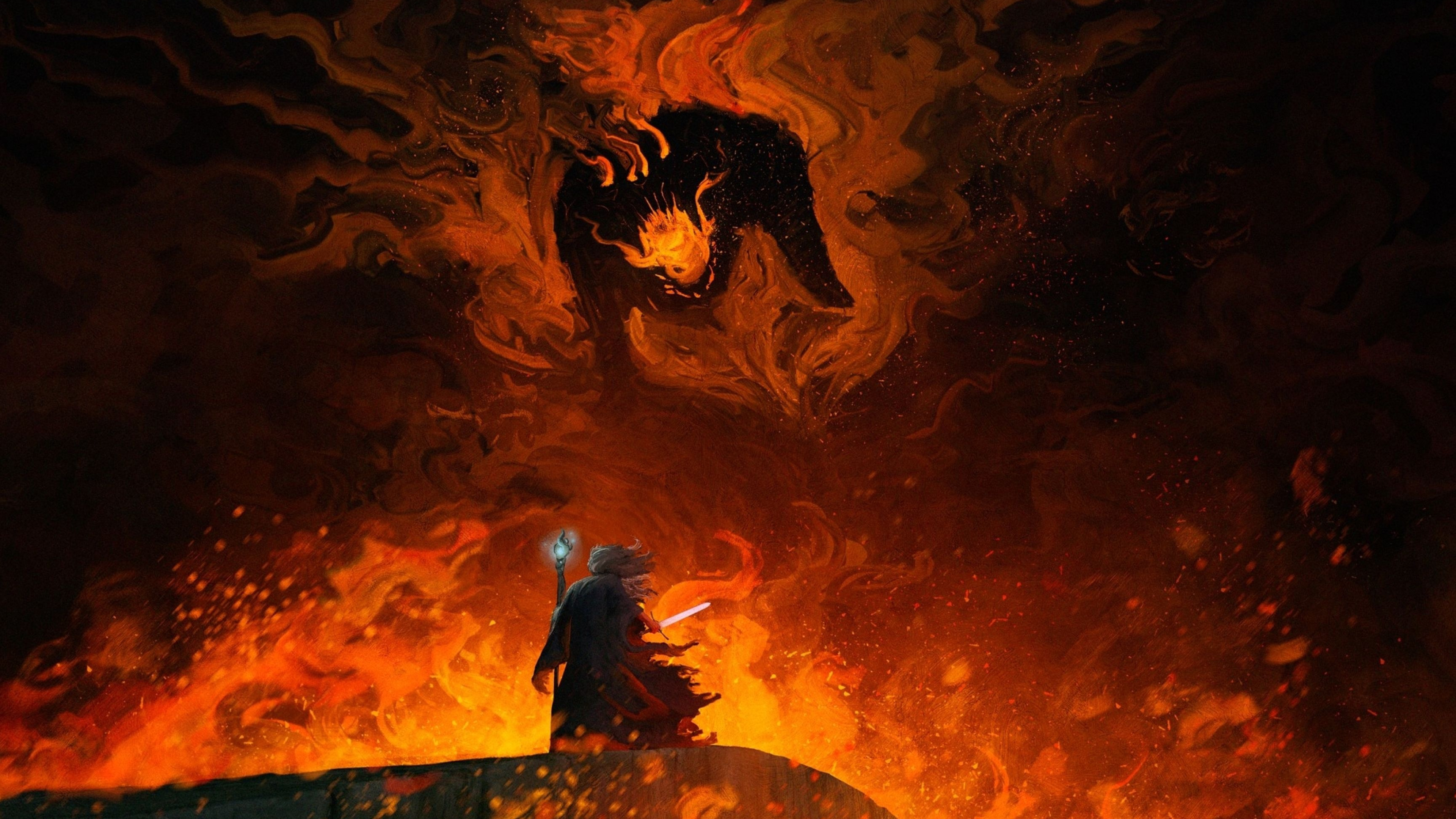 The Lord of the Rings, Gandalf vs. Balrog Wallpaper, 3840x2160 4K Desktop