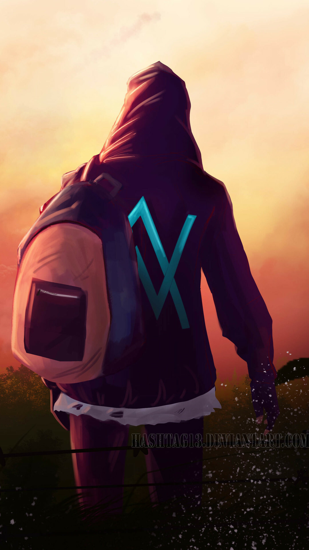 Alan Walker, Vibrant anime backgrounds, Captivating artistry, Musical magic, 1080x1920 Full HD Phone