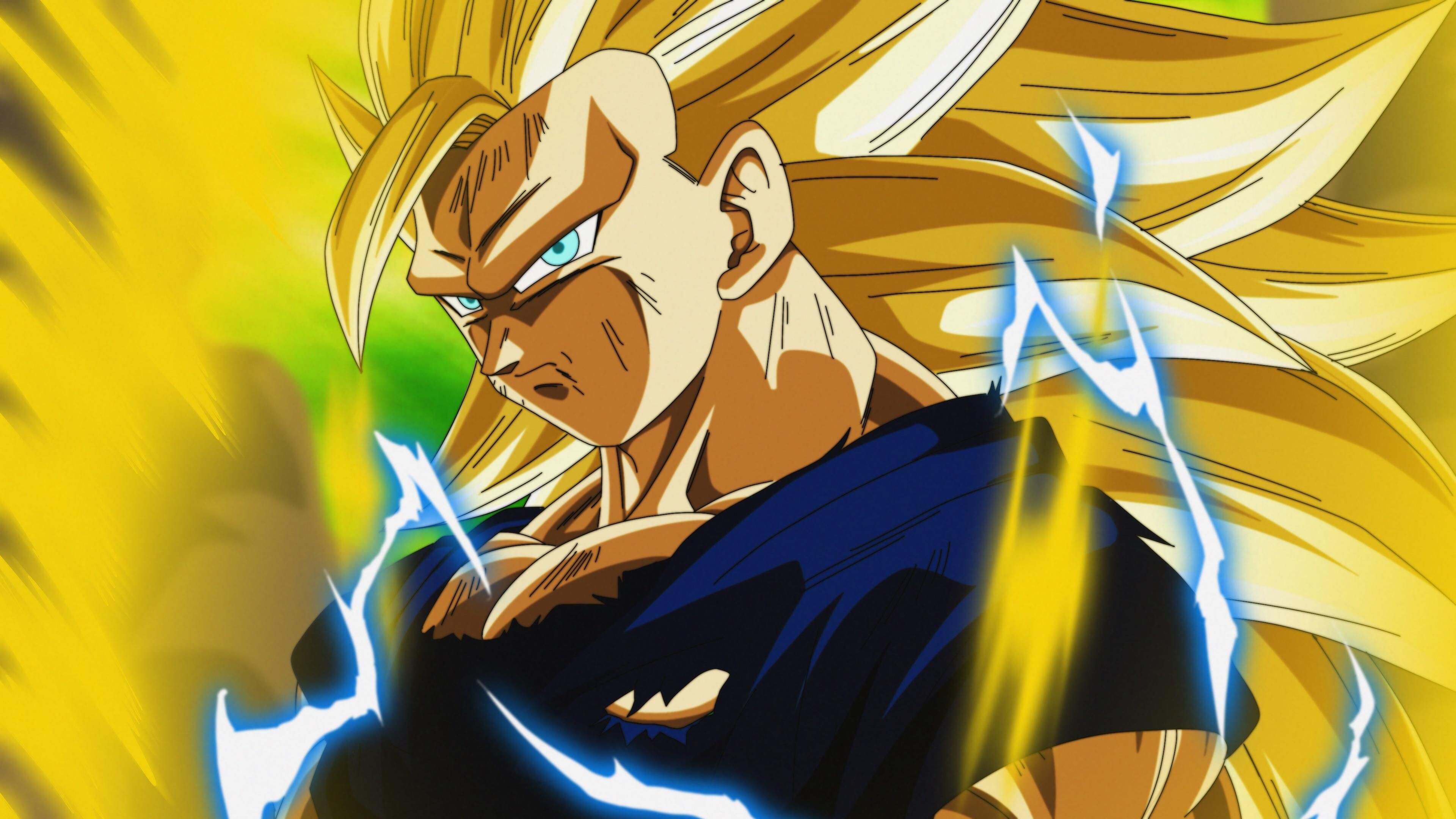 Super Saiyan 3 Goku, Yuya Takahashi style, Super Dragon Ball Super manga, Unique art, 3840x2160 4K Desktop