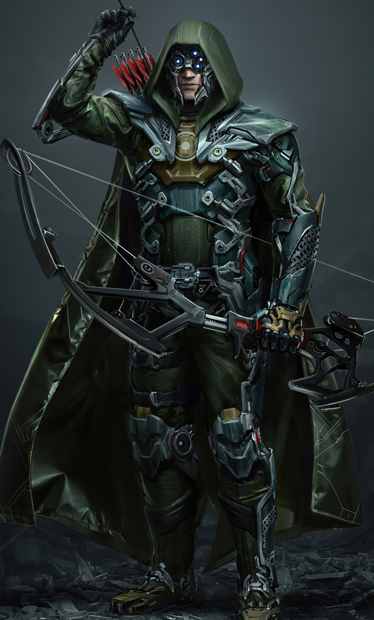 Green Arrow comics, Injustice 2, Green Arrow war suit, 4K, 1280x2120 HD Phone