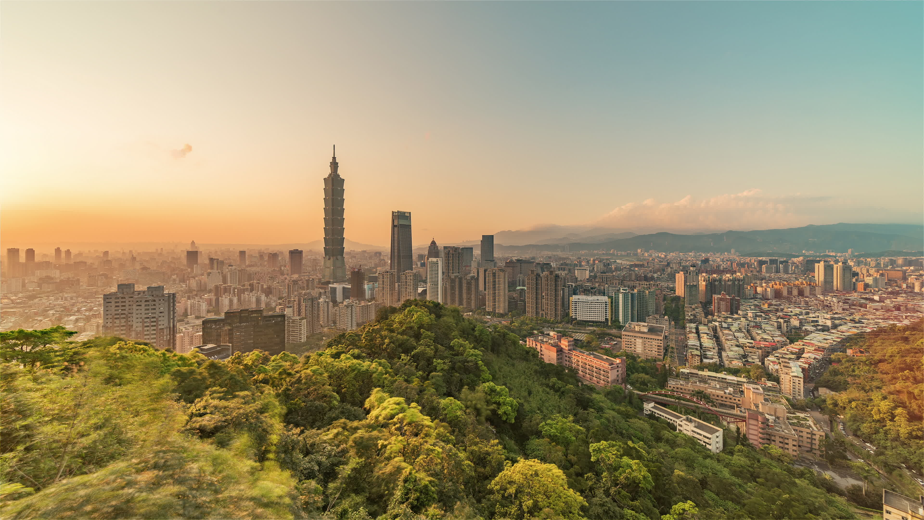 Taipei Taiwan vista, Grandangolare del centro, Taipei dal giorno, Notte, 3840x2160 4K Desktop