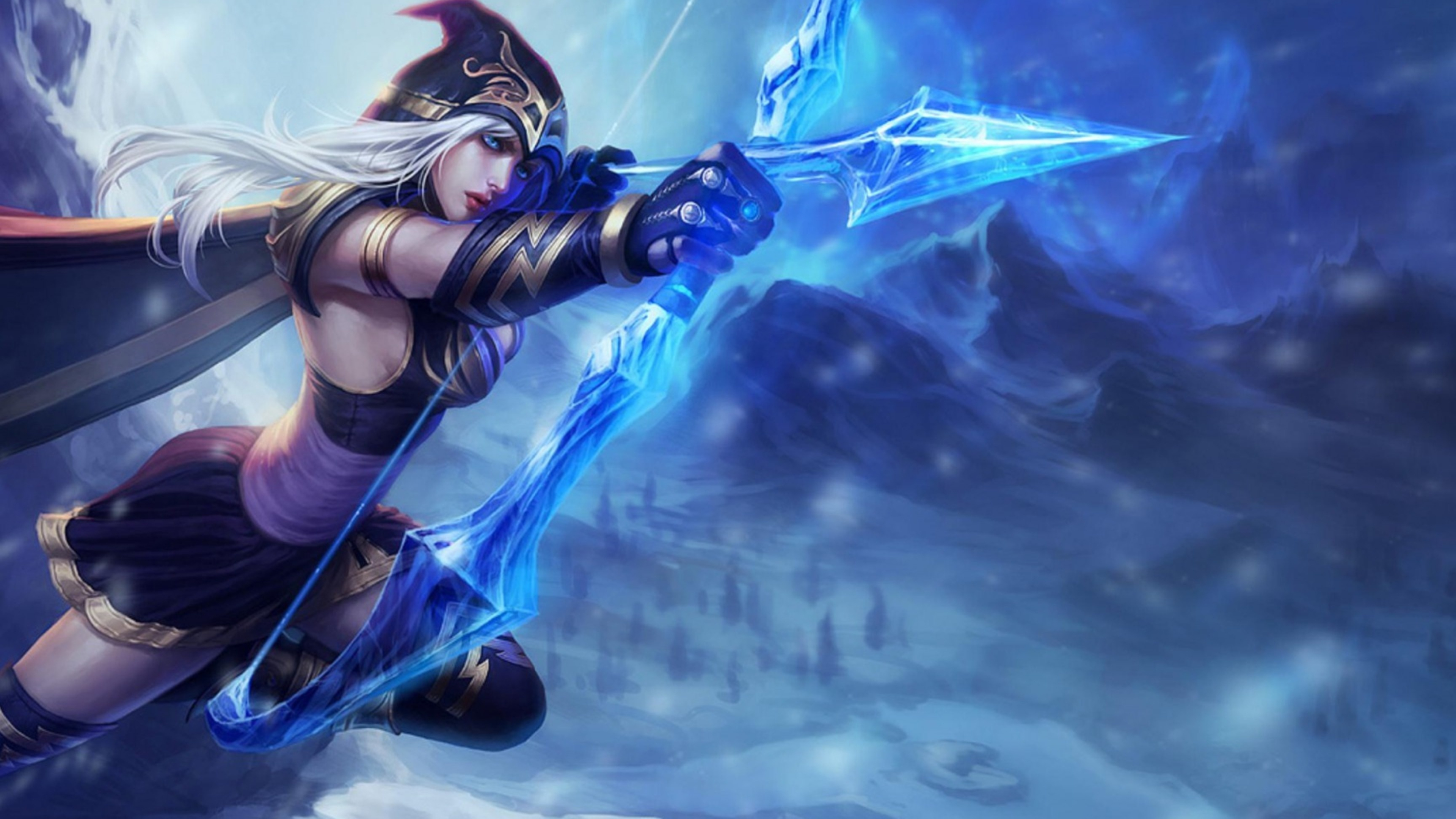 Ashe League of Legends, Fan art, Art of LoL, Gaming wallpaper, 3840x2160 4K Desktop