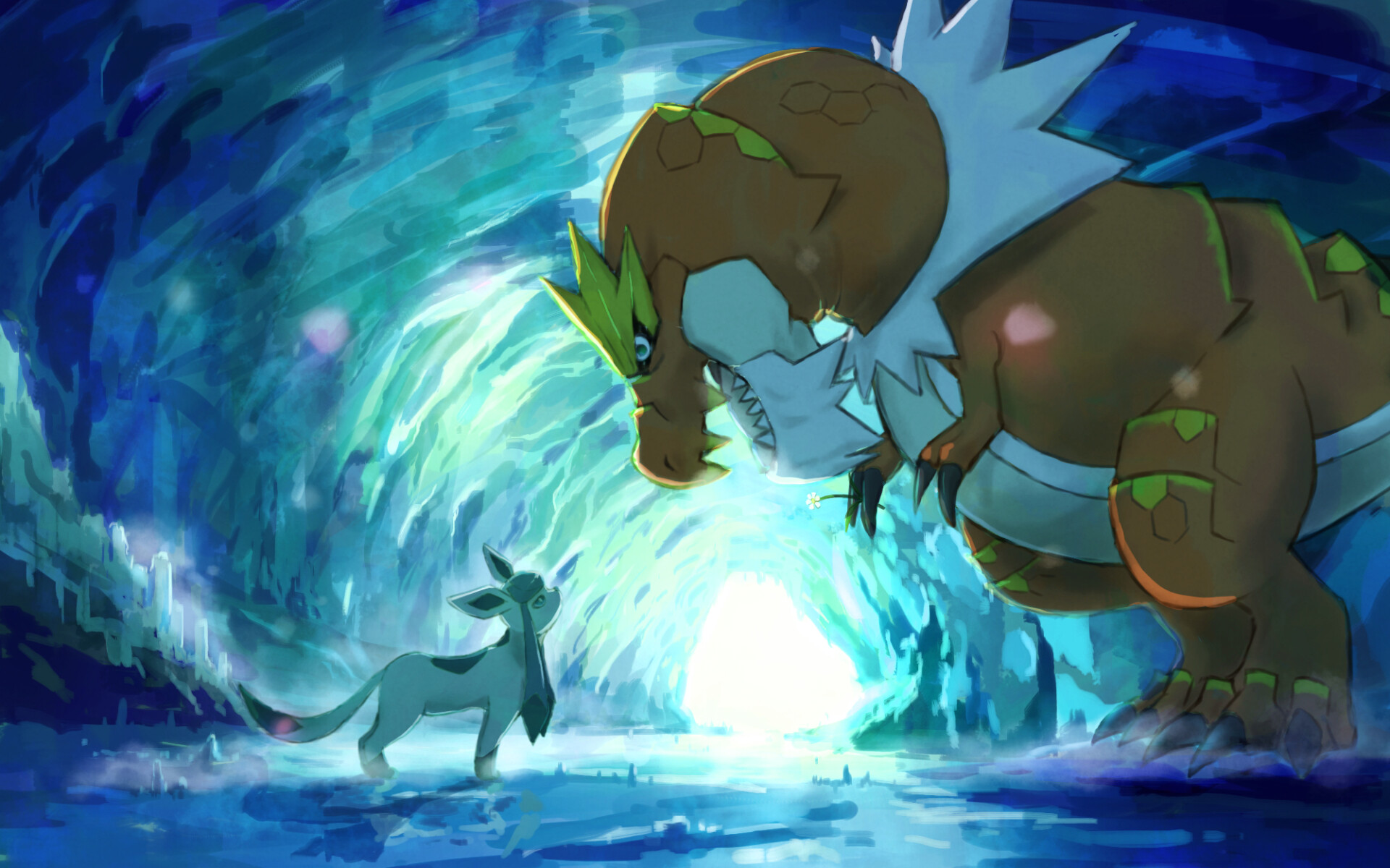 Glaceon, Artistic wallpapers, Manga-inspired design, Pokmon artwork, 1920x1200 HD Desktop