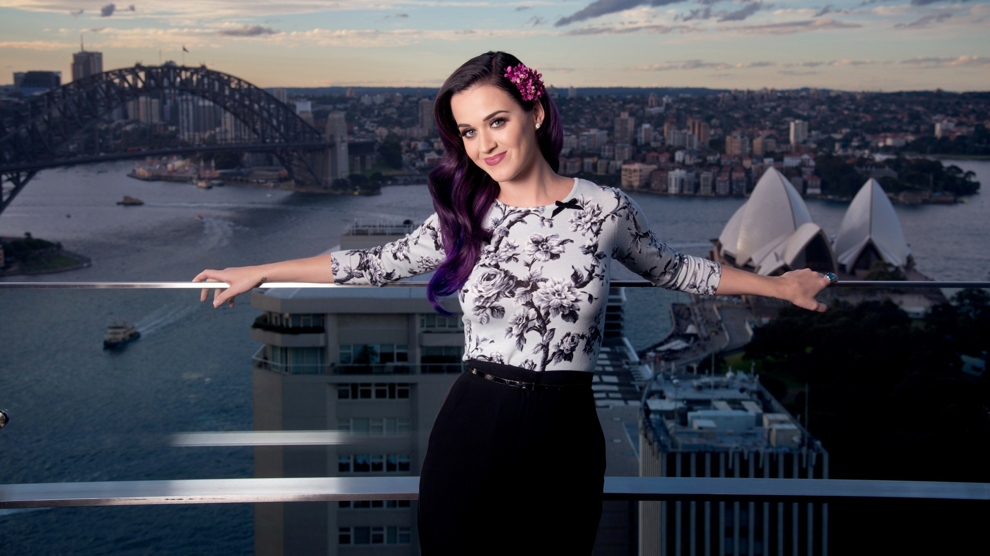 Katy Perry, Music-themed wallpaper, River backdrop, Brunette beauty, 3840x2160 4K Desktop