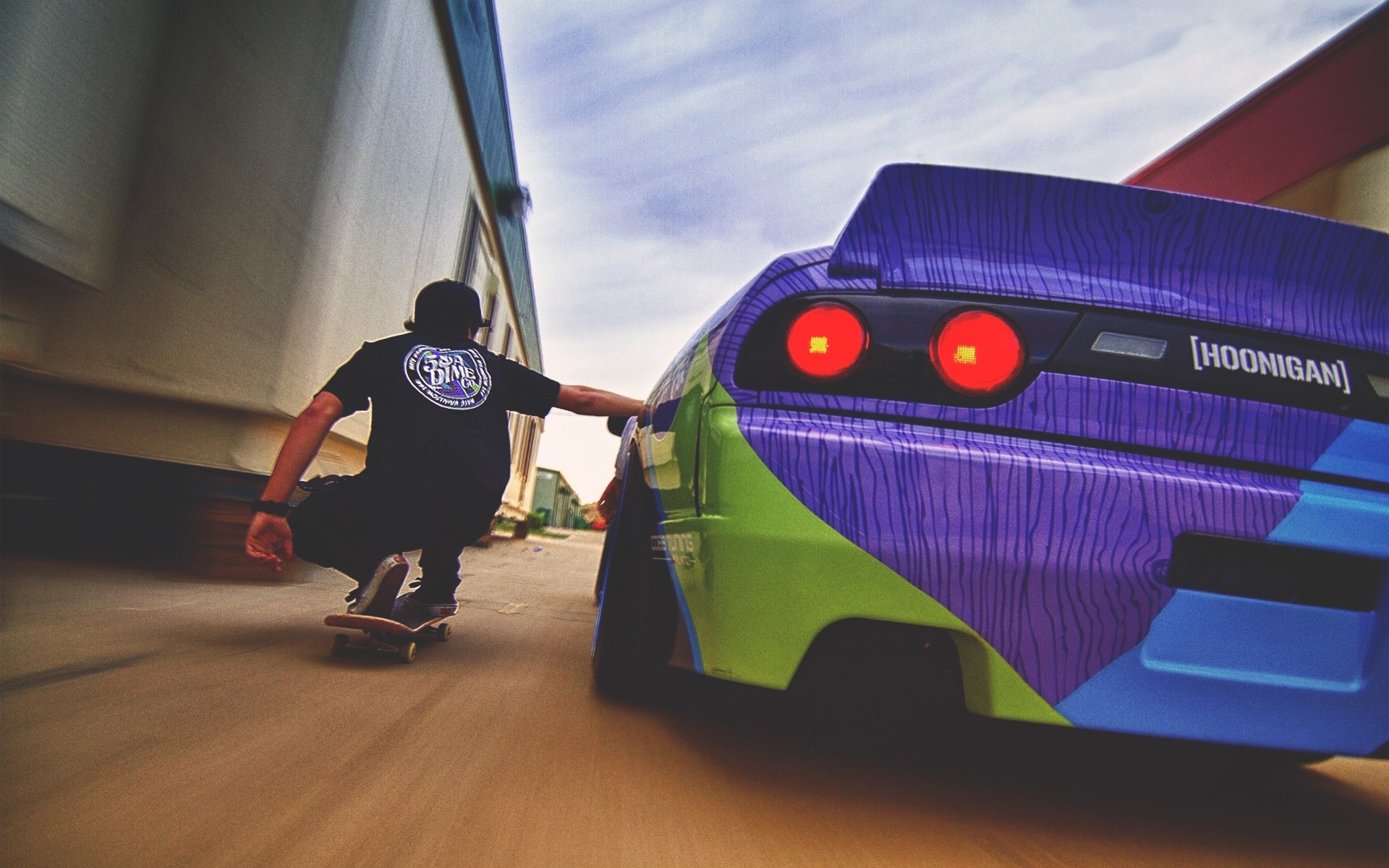 Car skateboard, Hoonigan's signature style, Dynamic wallpapers, Extreme sports, 1920x1200 HD Desktop