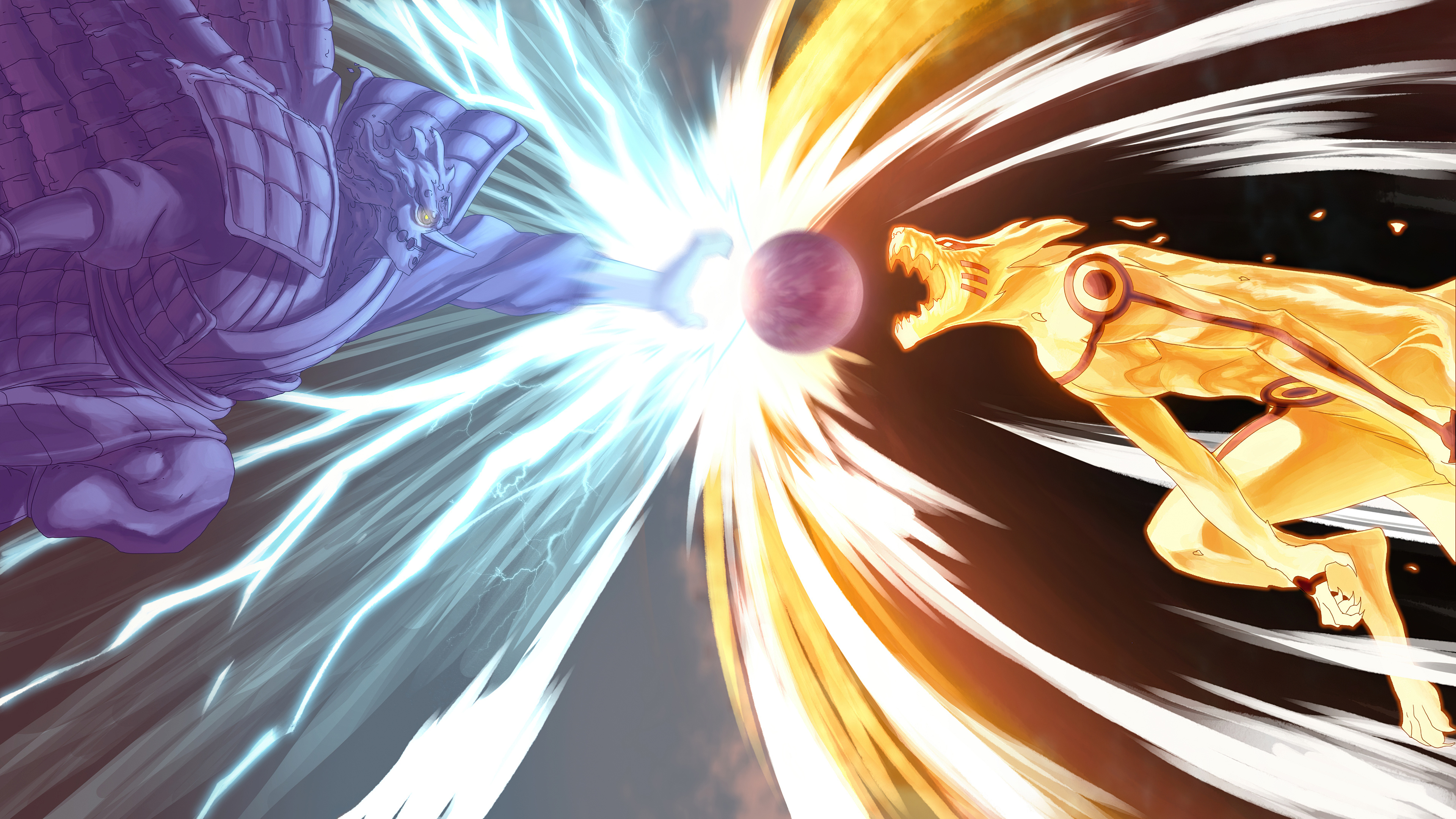 Kurama (Anime), Kurama vs Susanoo, HD anime wallpapers, Epic battle visuals, 3840x2160 4K Desktop