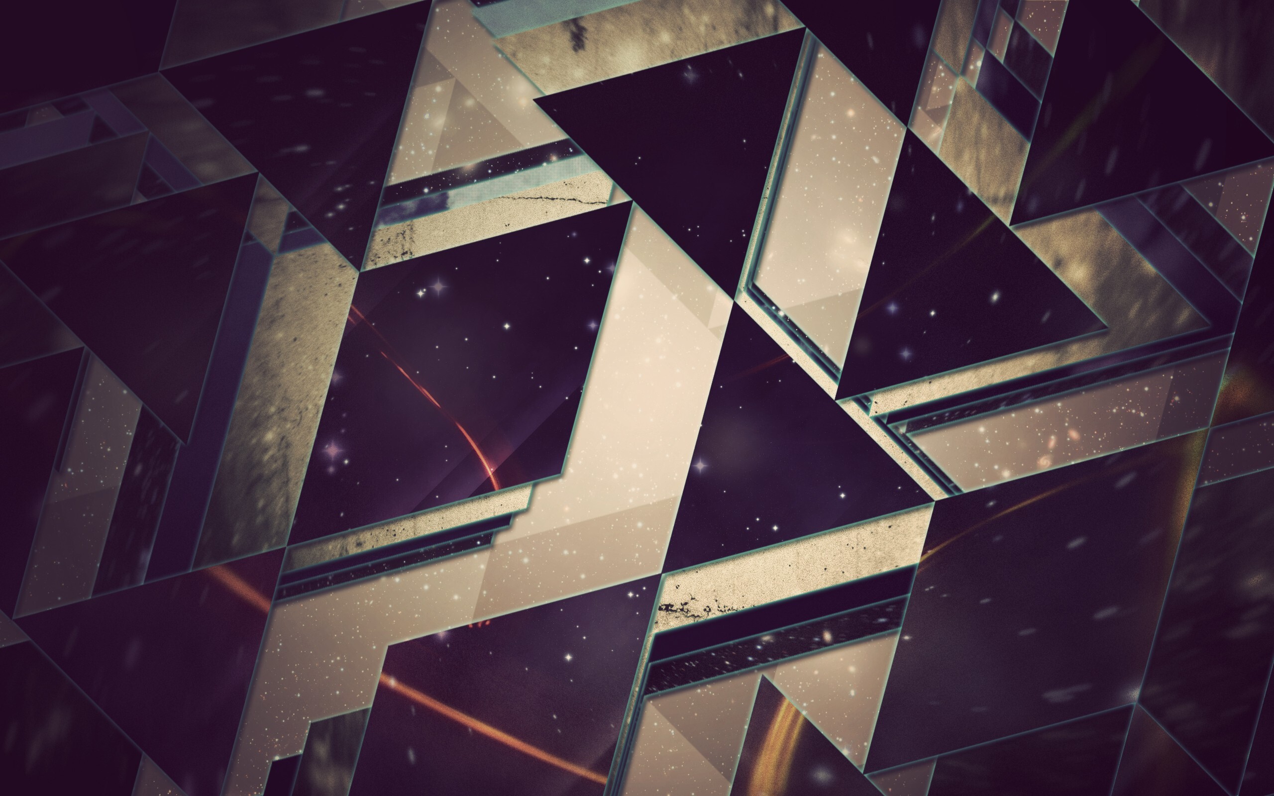 Abstract triangles, Geometric shapes, Retro pattern, Artistic design, 2560x1600 HD Desktop