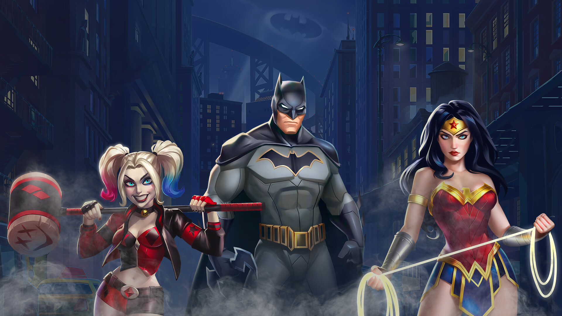 Harley Quinn and Batman, Wonder Woman Art Wallpaper, 1920x1080 Full HD Desktop