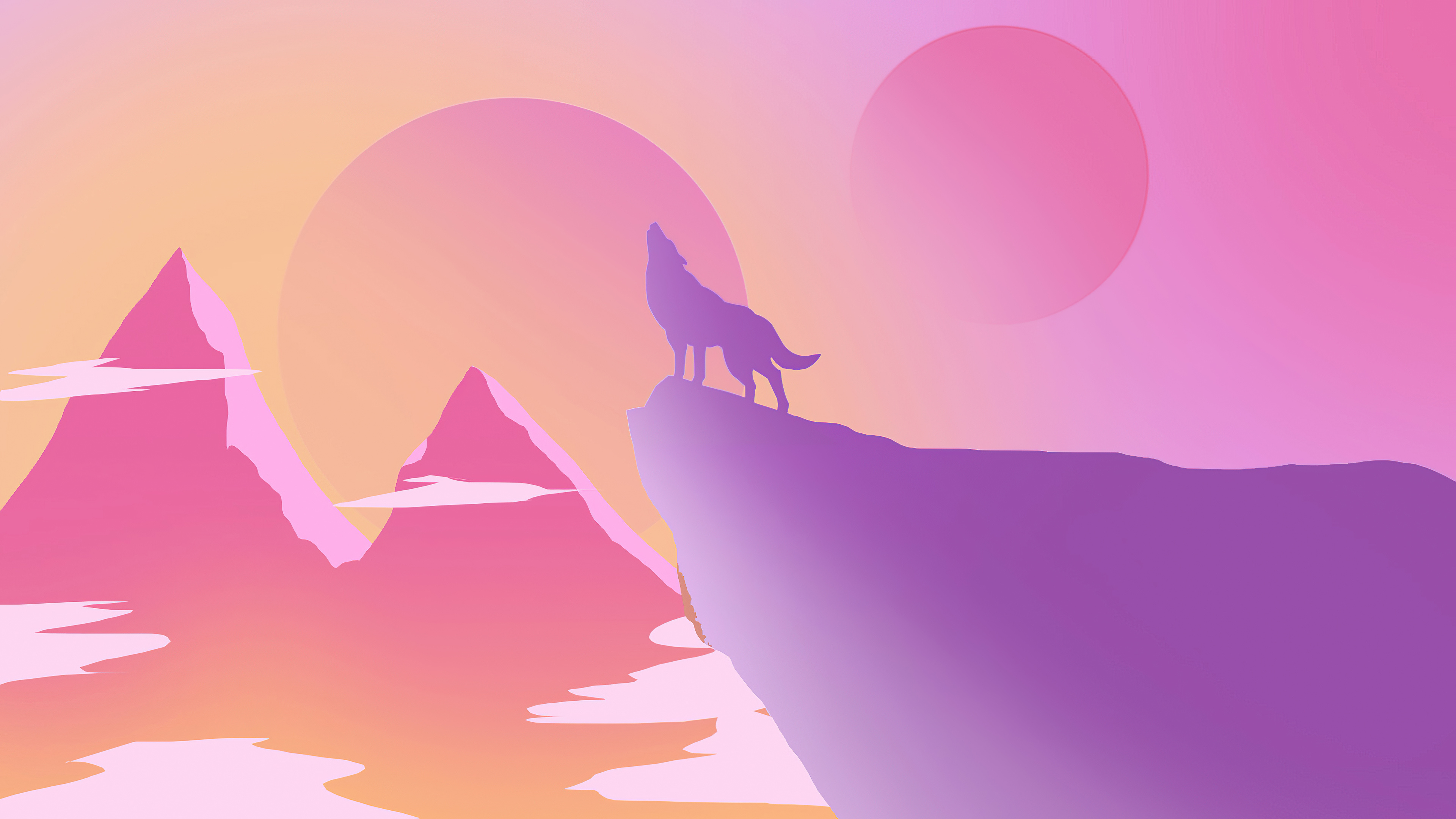 Howling Wolf, Lone wolf, Minimal, HD artist, 3840x2160 4K Desktop