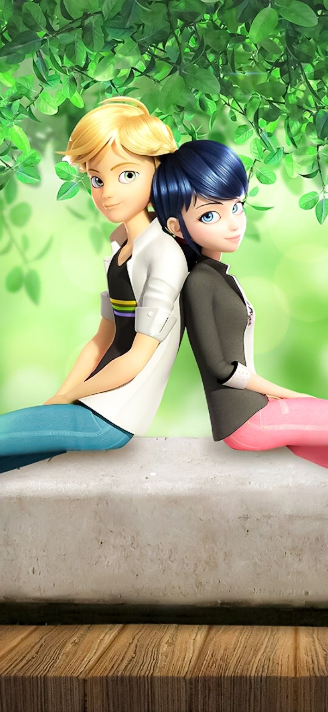 Adrien and Marinette, Ladybug and Cat Noir Wallpaper, 1080x2340 HD Phone