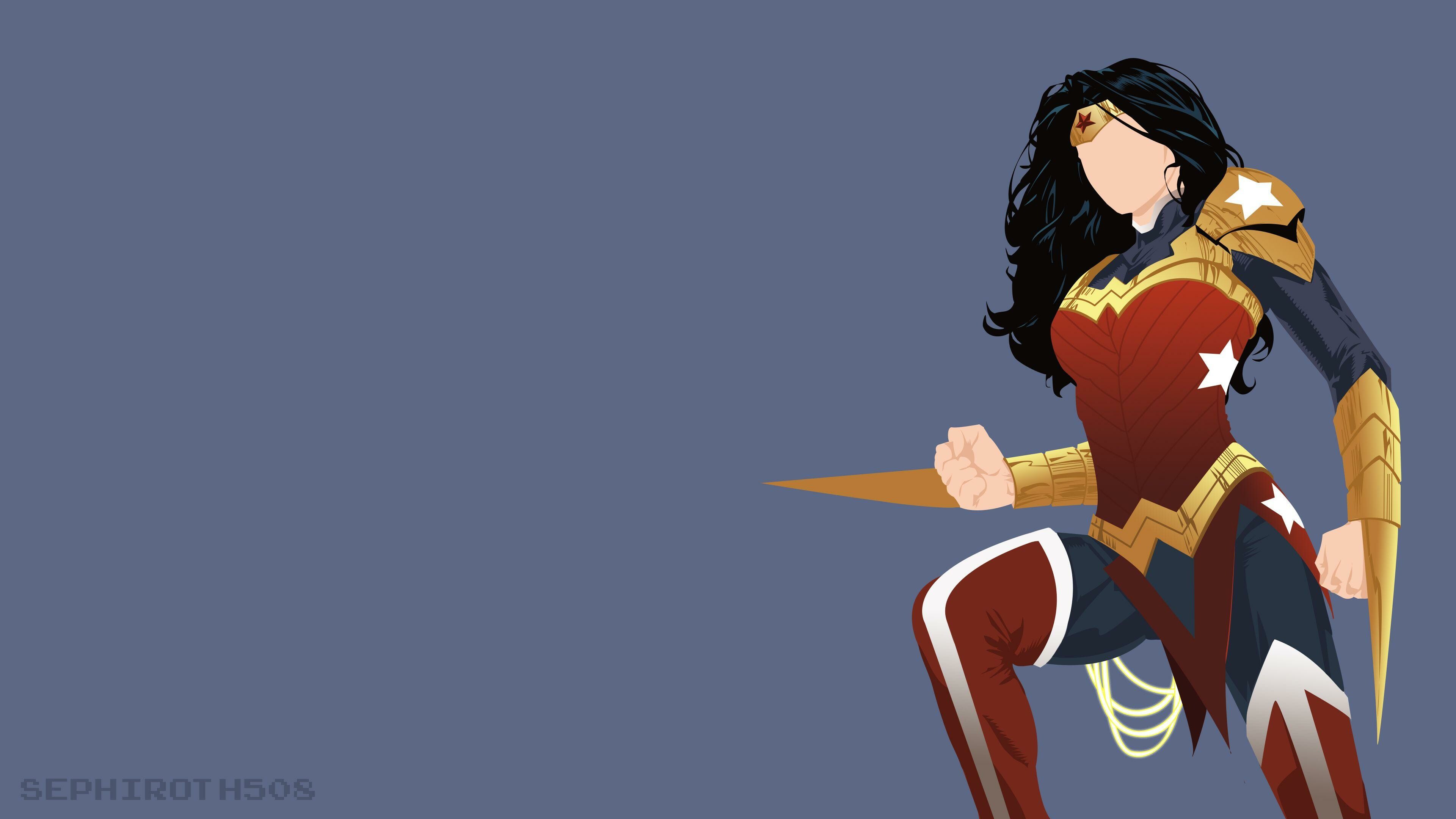 Minimalist, Wonder Woman Art Wallpaper, 3840x2160 4K Desktop