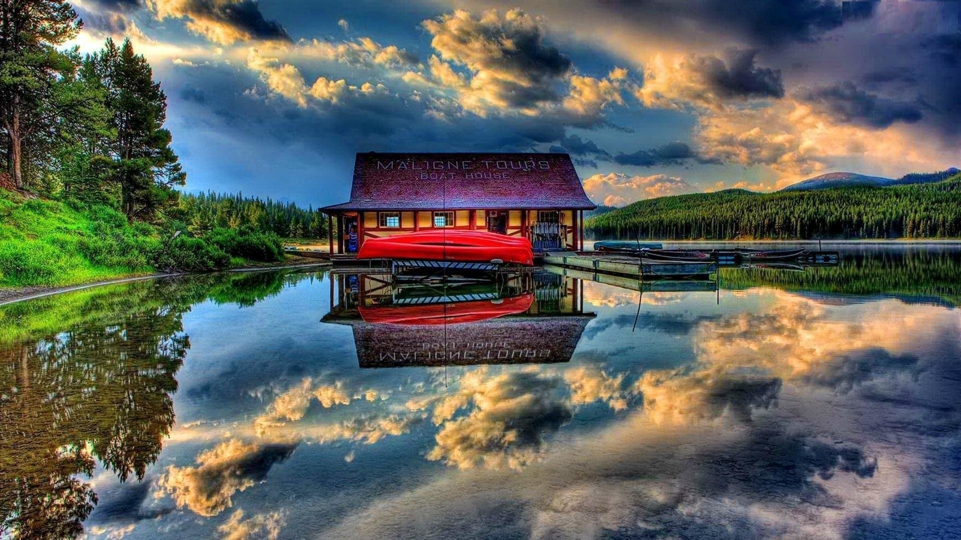 Jasper National Park, Canada, Man-made reflection, XFCE desktop, 1920x1080 Full HD Desktop