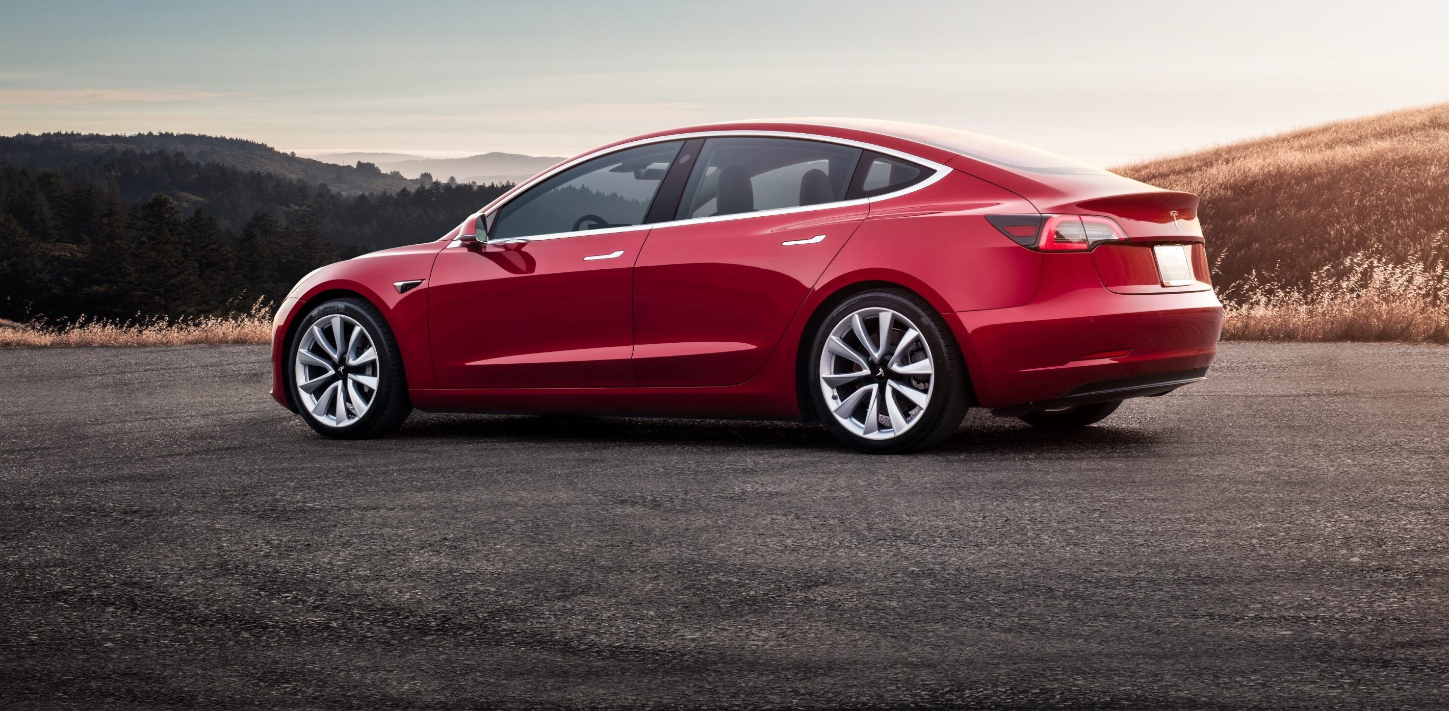 Left Side, Tesla Model 3 Wallpaper, 2850x1400 Dual Screen Desktop