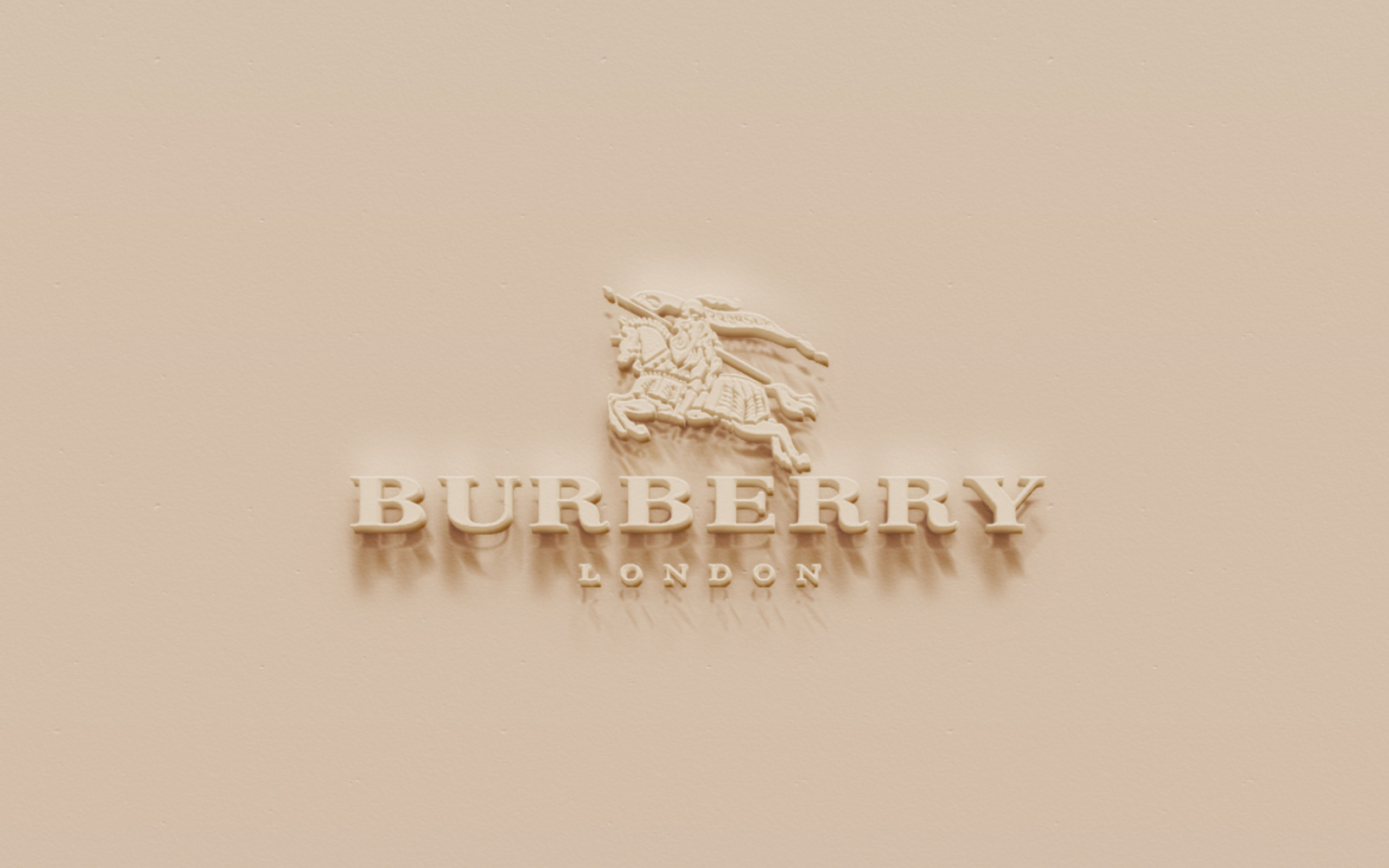 Burberry logo, Brown plaster, 3D emblem, High quality pictures, 2560x1600 HD Desktop