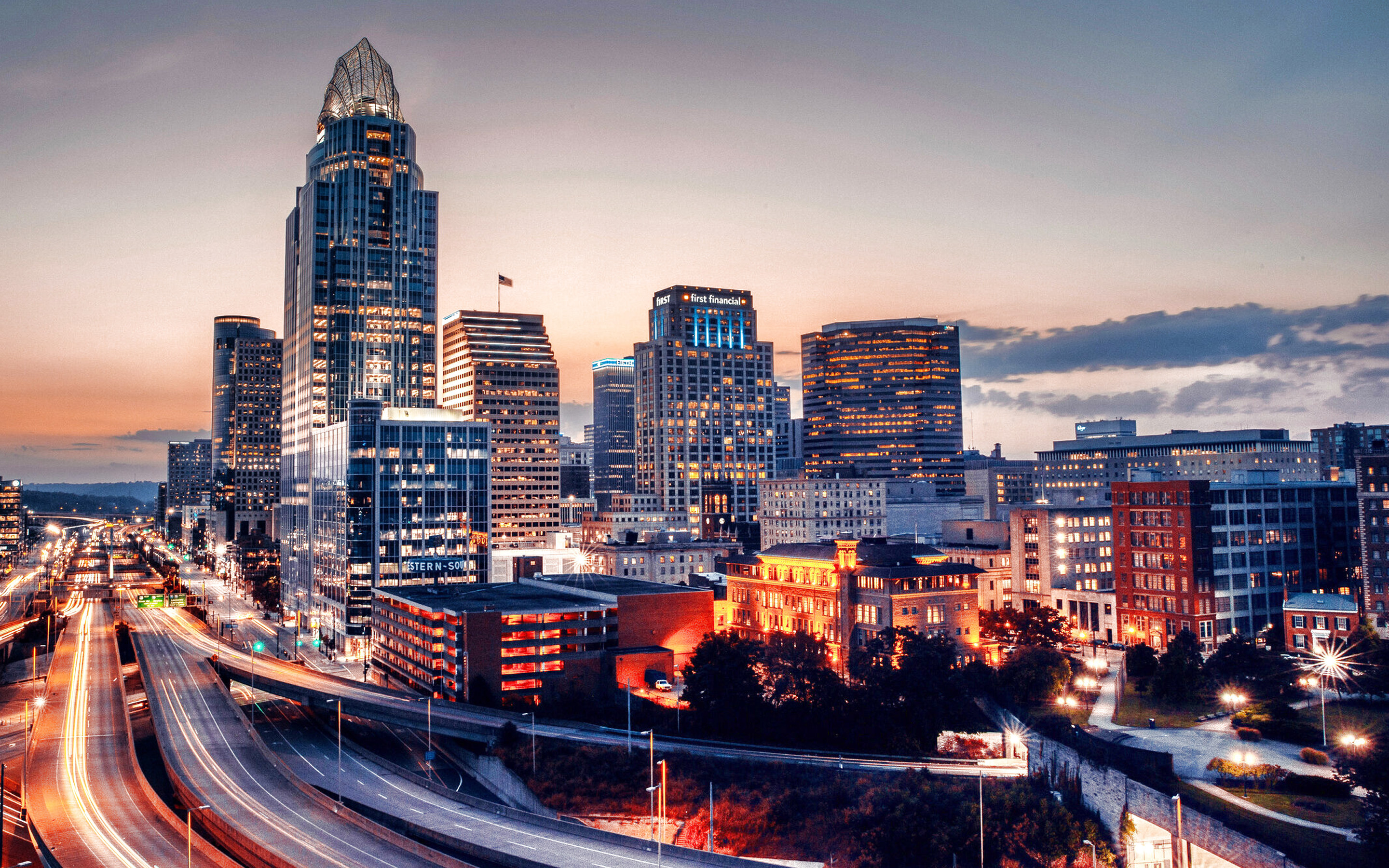 Cincinnati Skyline, Travels, Great American Tower, Panorama, 2880x1800 HD Desktop