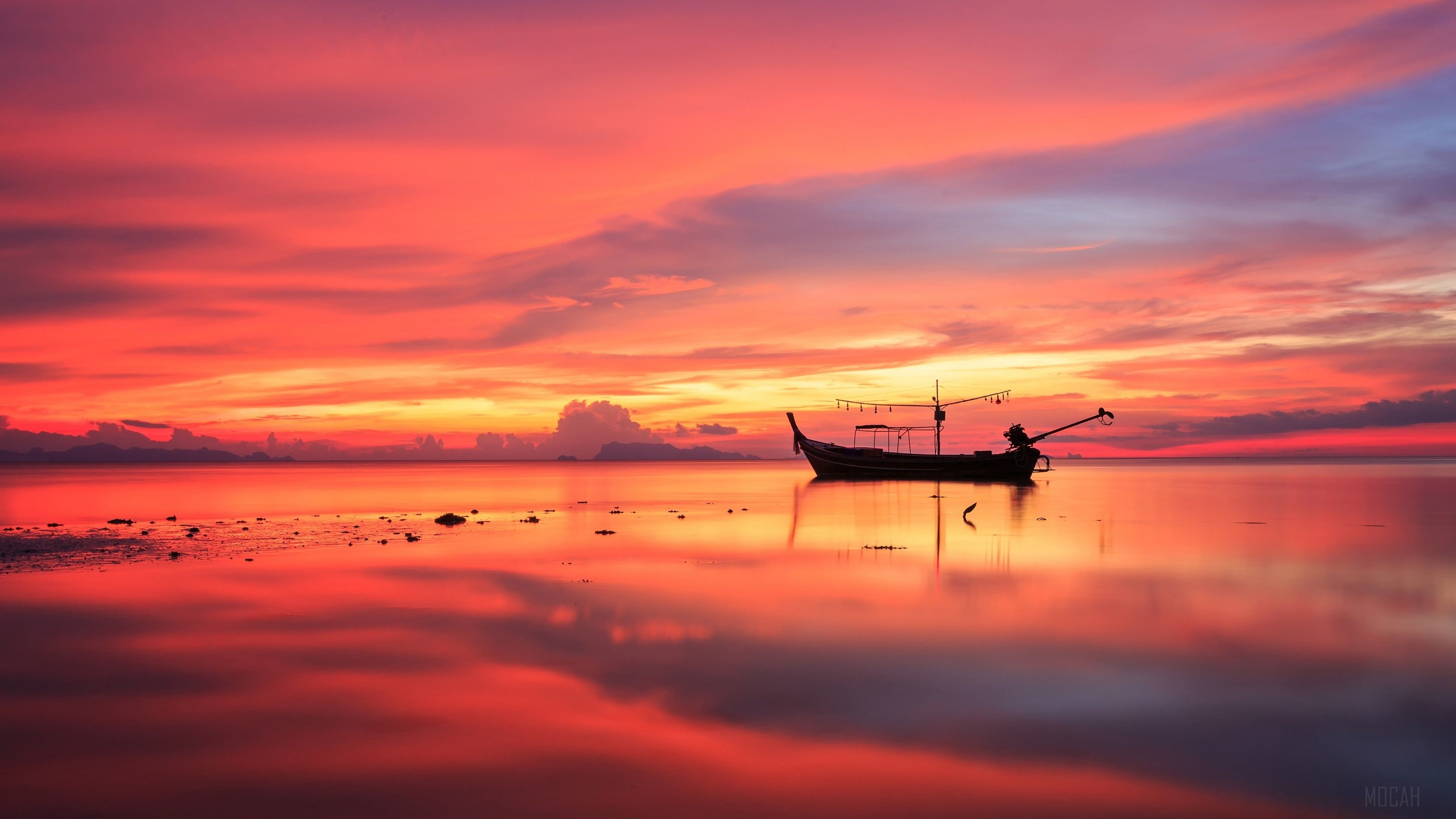 Ocean fishing boat, Top free wallpapers, Peaceful waters, Fishing adventure, 3840x2160 4K Desktop