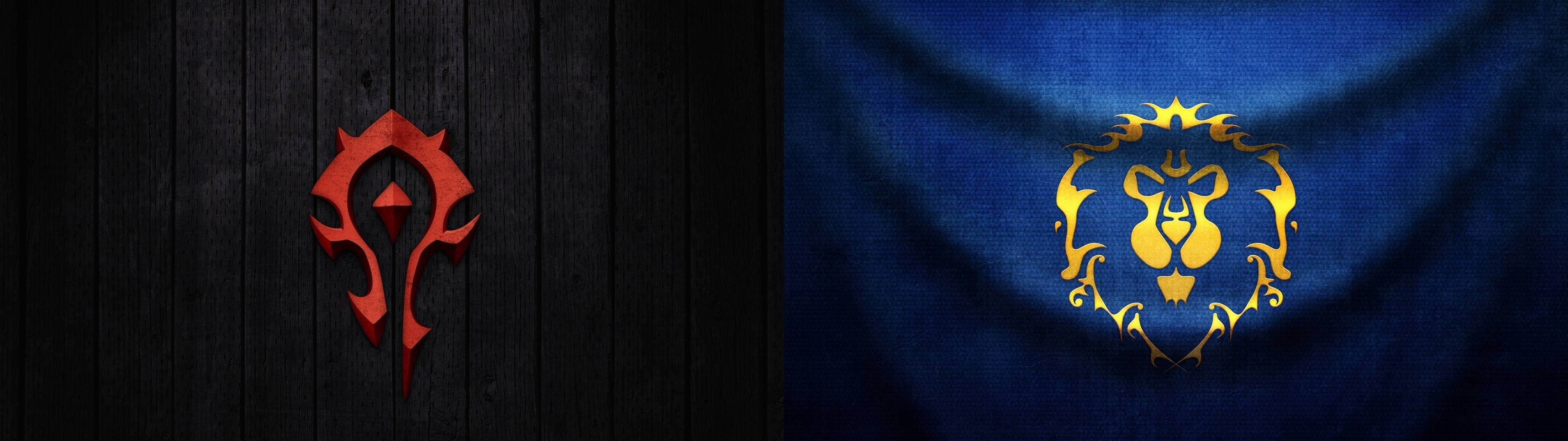 Alliance, Horde Logo Wallpaper, 3840x1080 Dual Screen Desktop