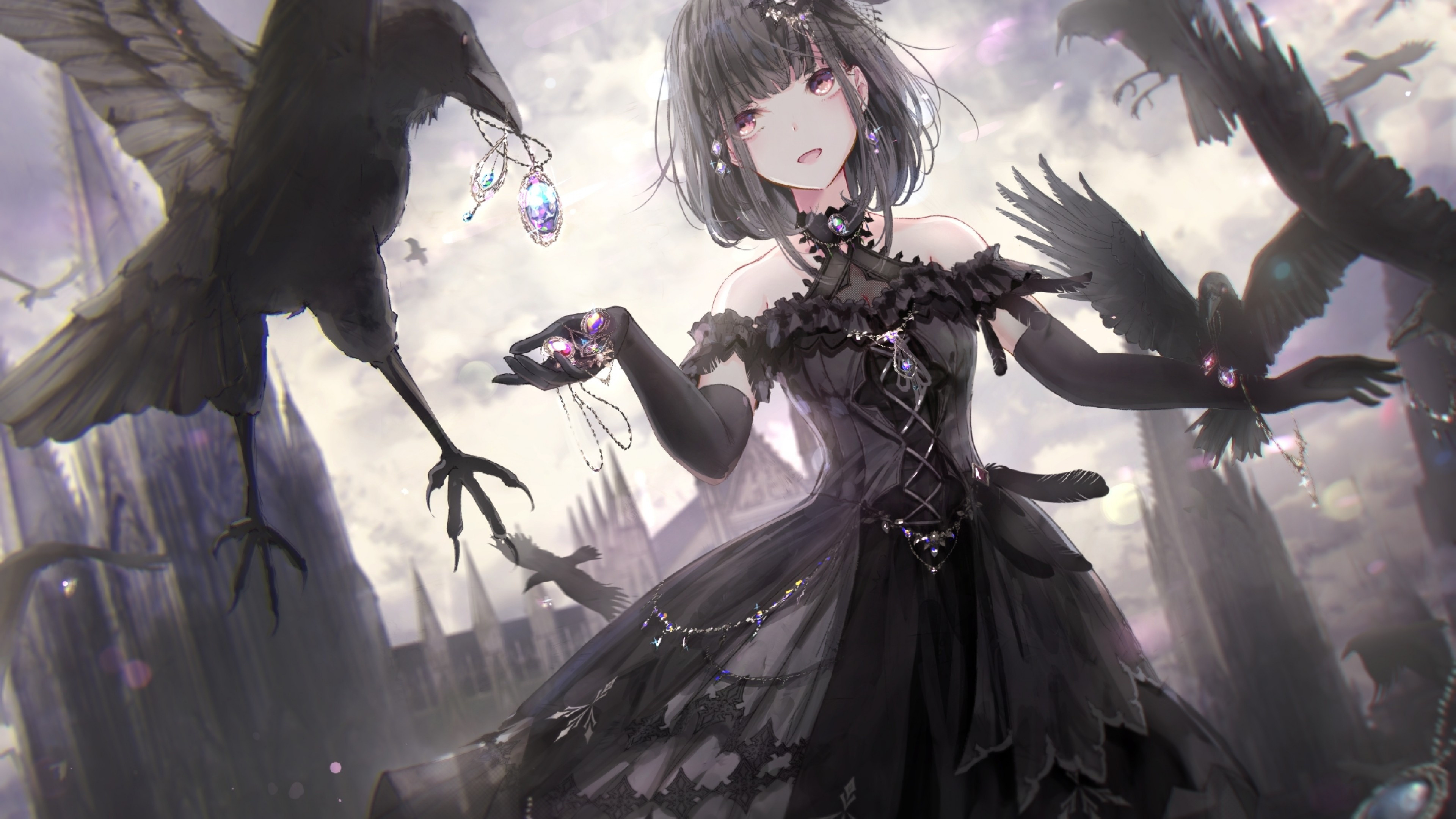 Gothic Anime, Gothic anime girl, Dark fashion, Gothic aesthetic, 3840x2160 4K Desktop