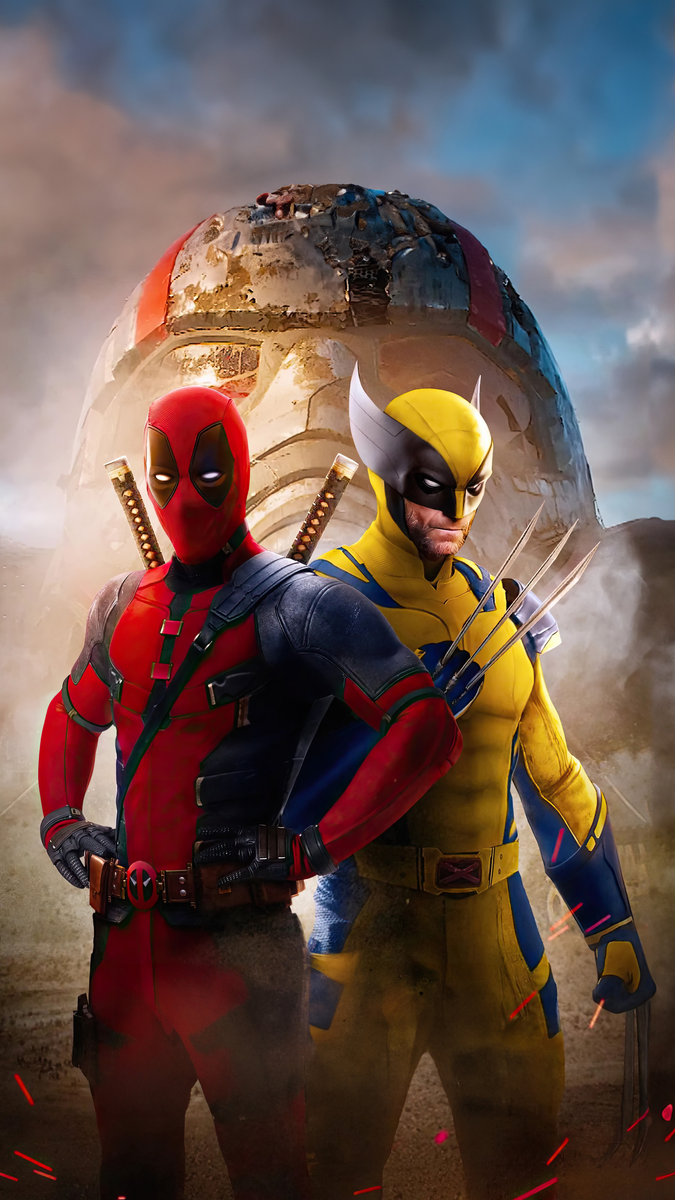 Deadpool, Wolverine, Compasses, Marvel, Mission, 2160x3840 4K Phone