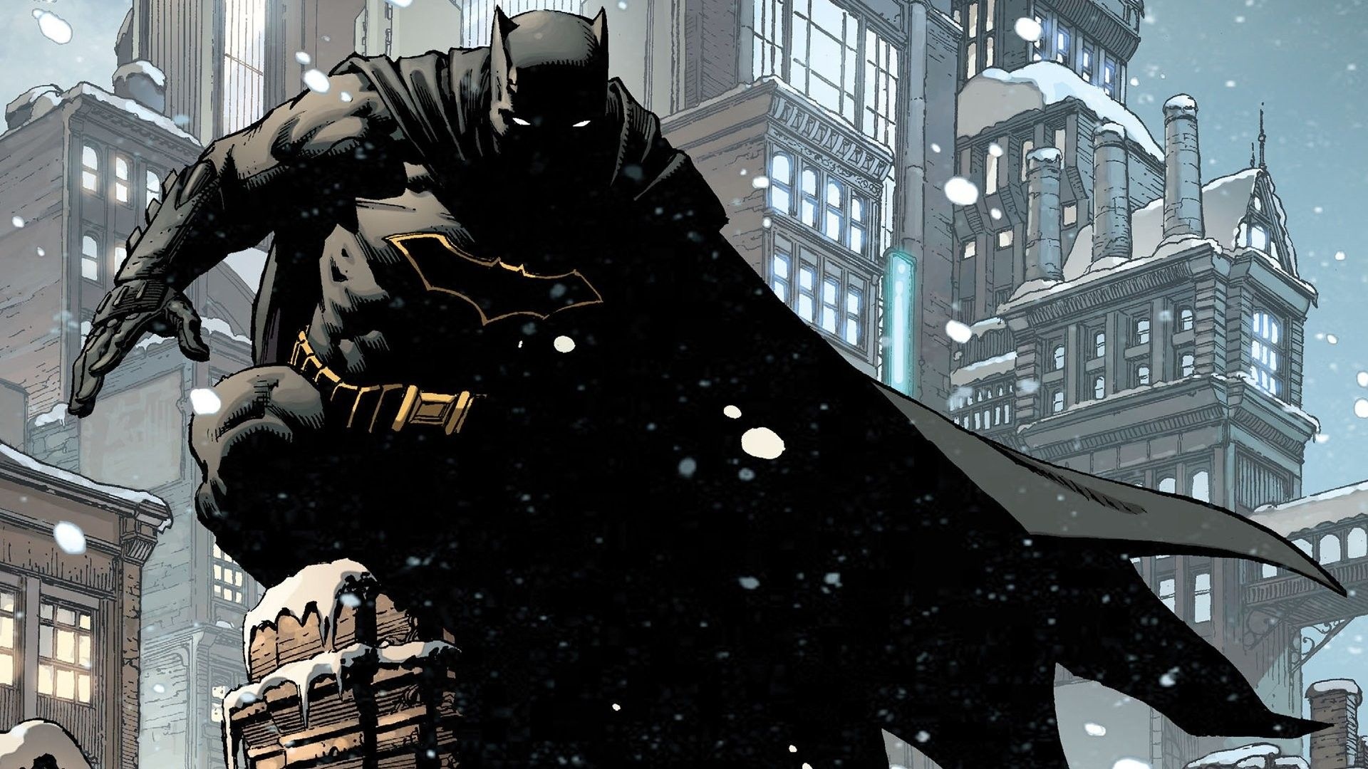 Batman in action, Dark Knight, Gotham protector, Comic illustration, DC universe, 1920x1080 Full HD Desktop