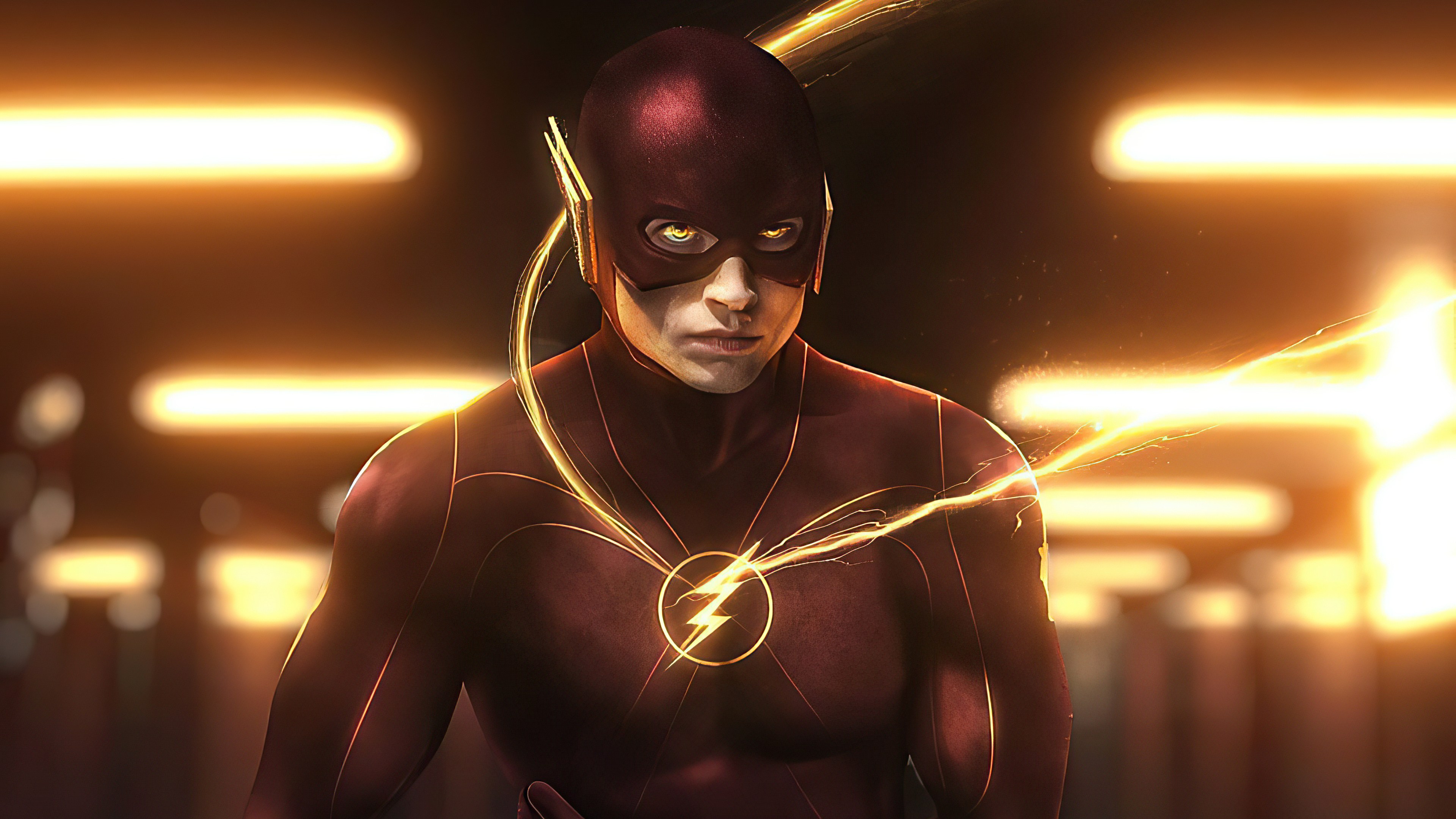 Flash 4K Ultra HD wallpaper, High Definition background image, Speedster superhero, Lightning bolt symbol, 3840x2160 4K Desktop