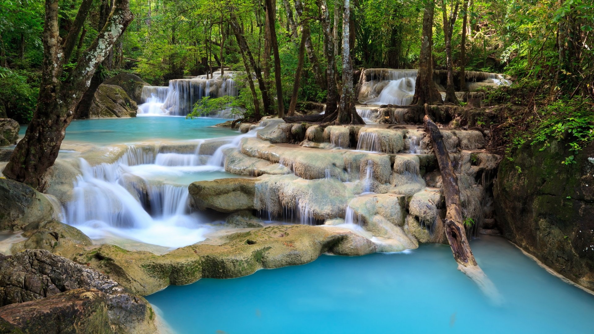 Erawan National Park, Turquoise wallpapers, Scenic travel destination, Natural wonders, 1920x1080 Full HD Desktop