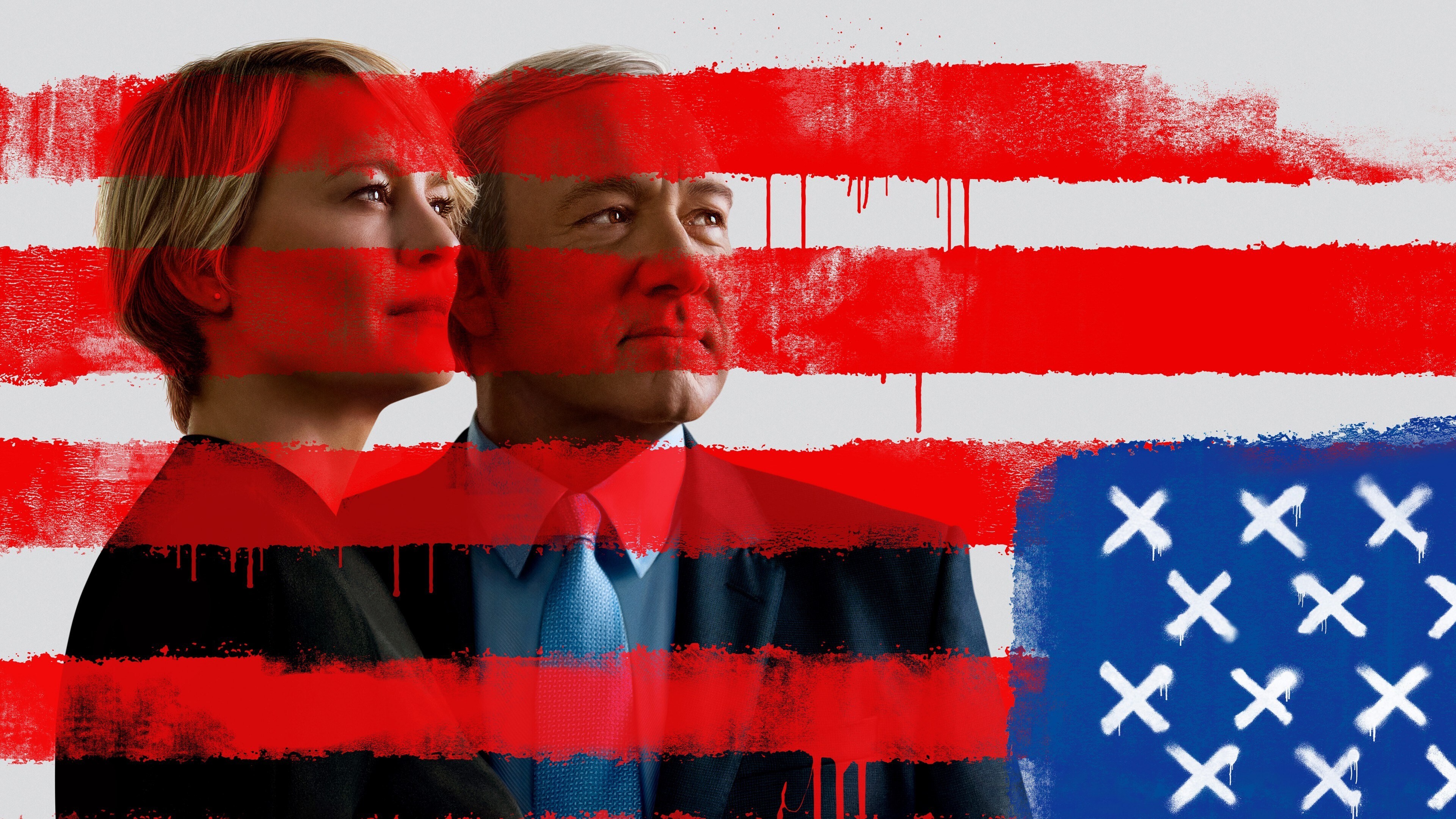 House of Cards, American TV series, Drama, USA flag, Kevin Spacey, Claire Underwood, Robin Wright, 3840x2160 4K Desktop