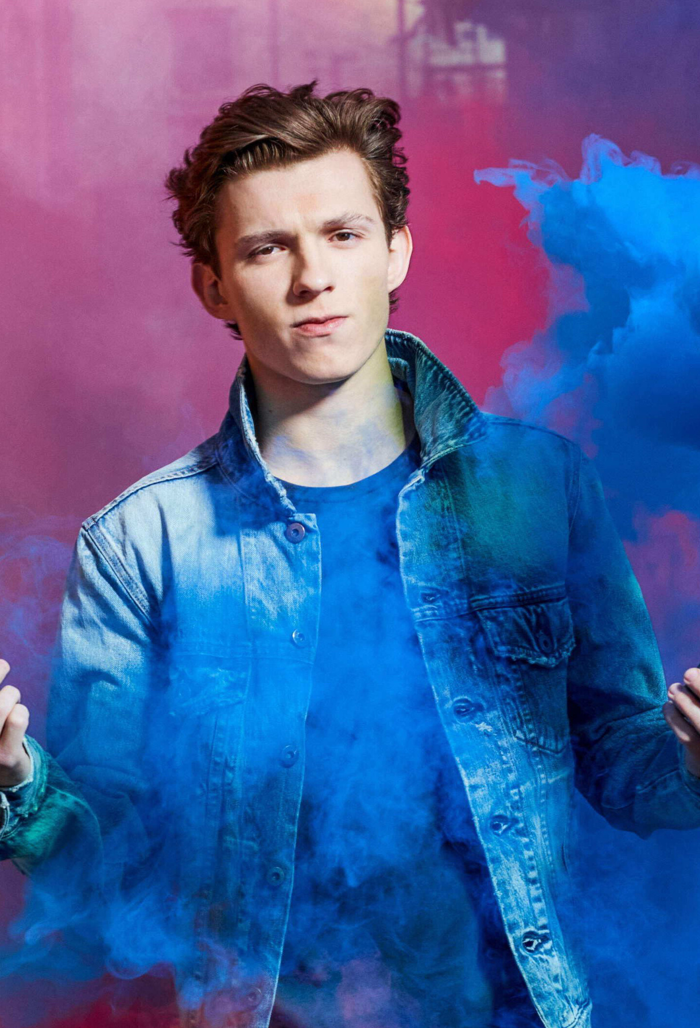 Tom Holland, Celeb, Jeans, Smoke, 1440x2120 HD Phone