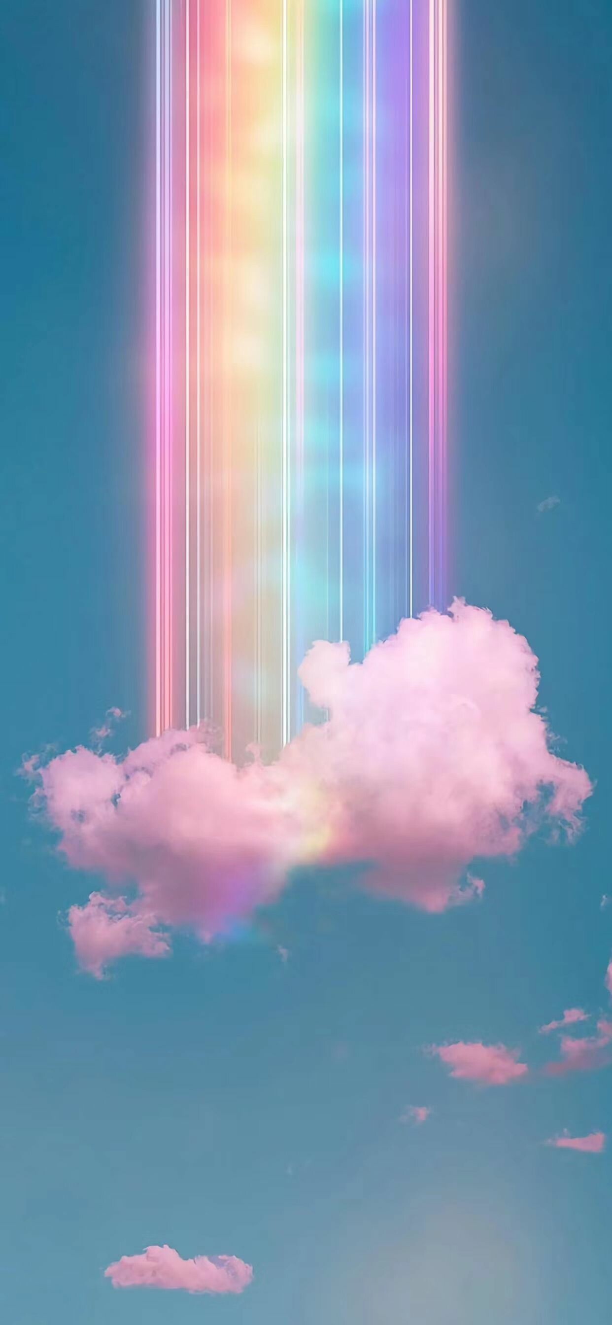 Pristine rainbow, Delicate clouds, Vibrant colors, Serene background, 1250x2690 HD Phone