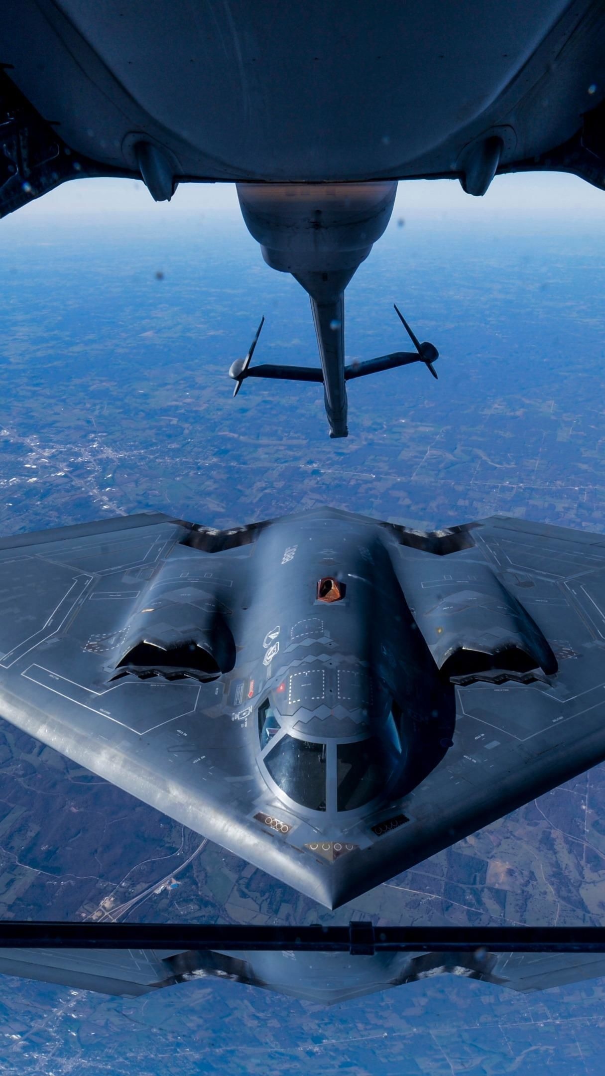 Northrop Grumman, B-2 Spirit, Refueling, Backiee, 1220x2160 HD Phone