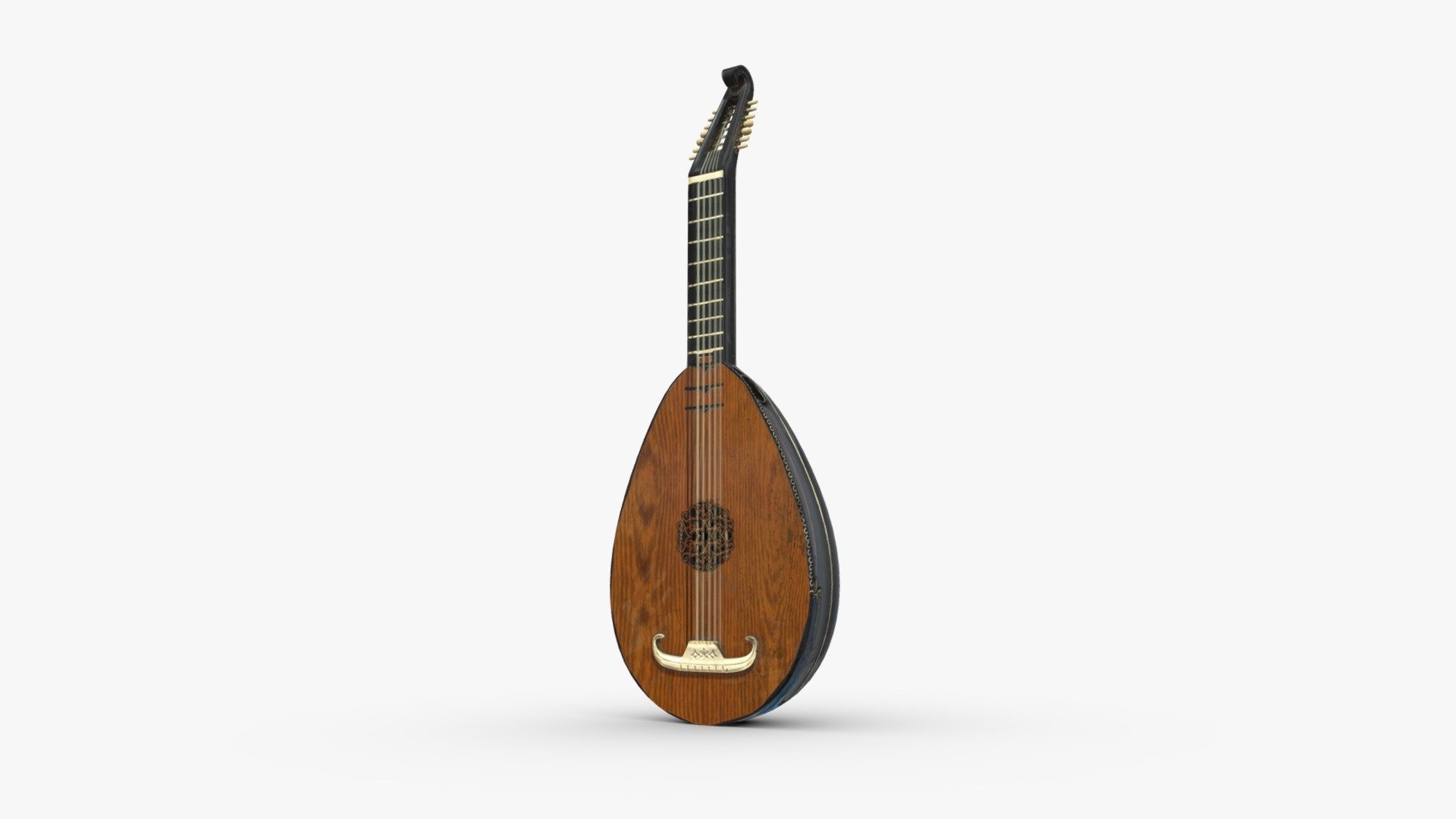 Lute art, Black and Ivory lute, 3D model, Digital creation, 1920x1080 Full HD Desktop