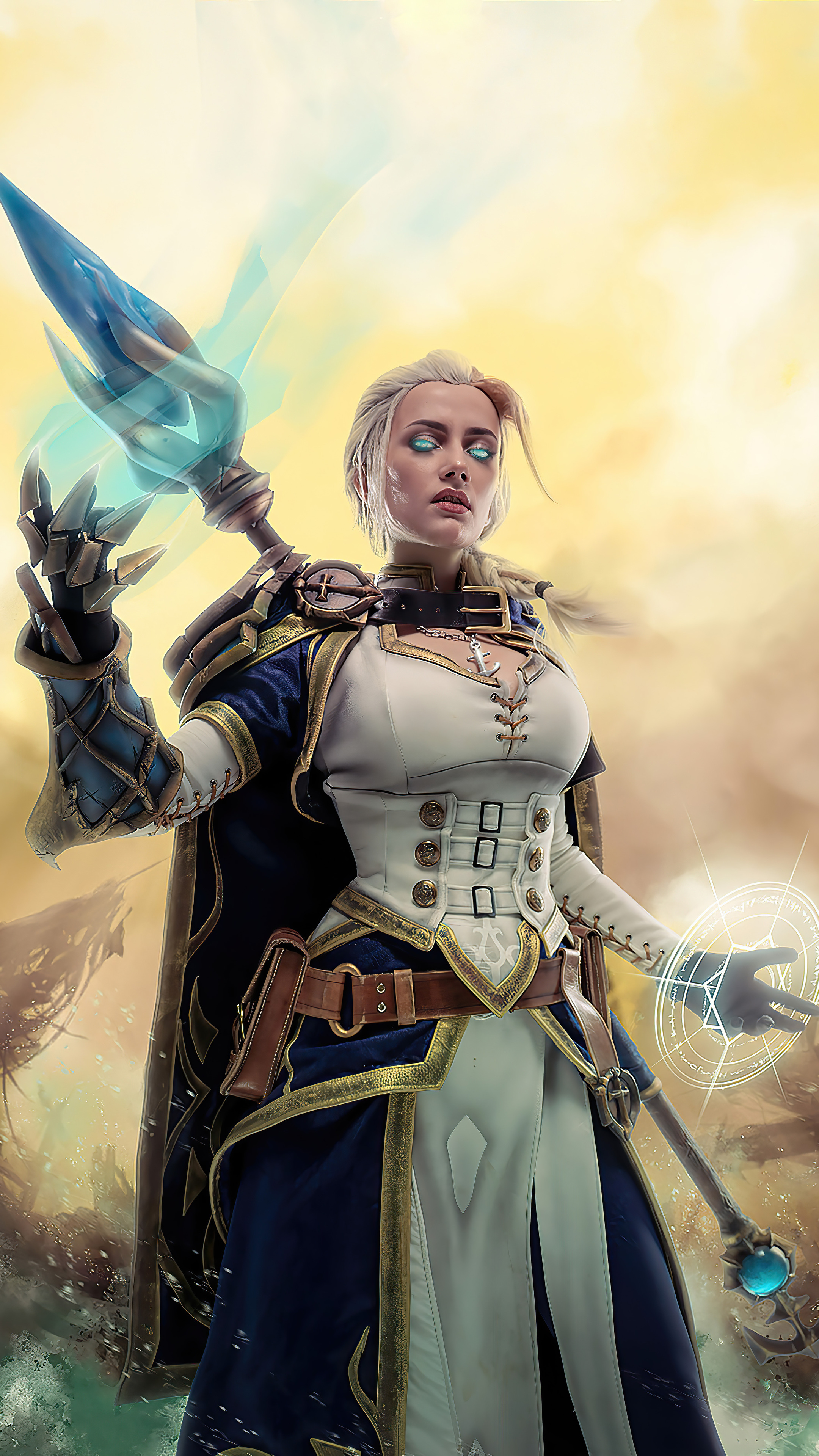 Jaina Proudmoore, MK11 cosplay, Gaming character, High-resolution wallpaper, 2160x3840 4K Phone