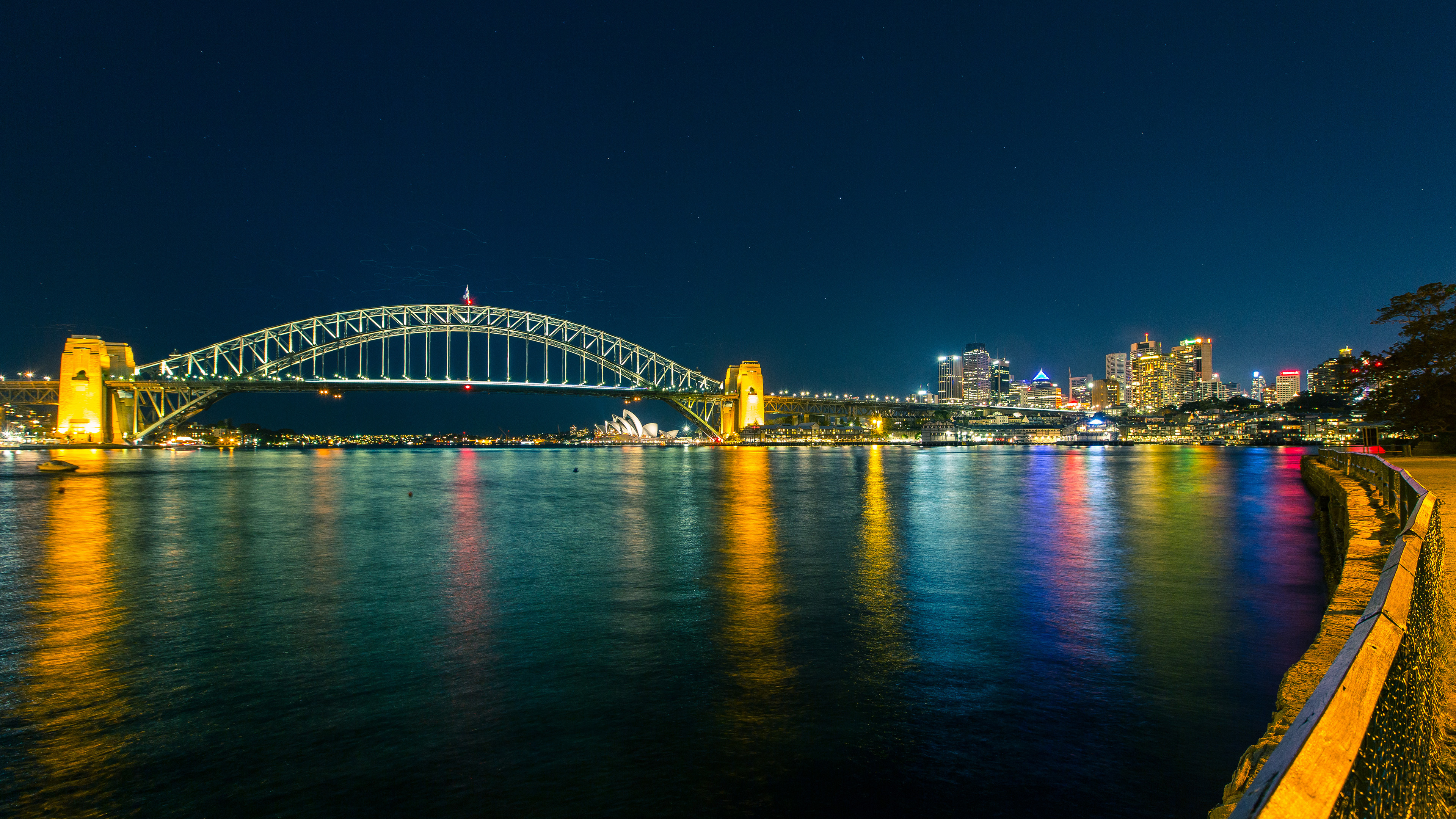 Night view, Sydney Harbor Bridge Wallpaper, 3840x2160 4K Desktop