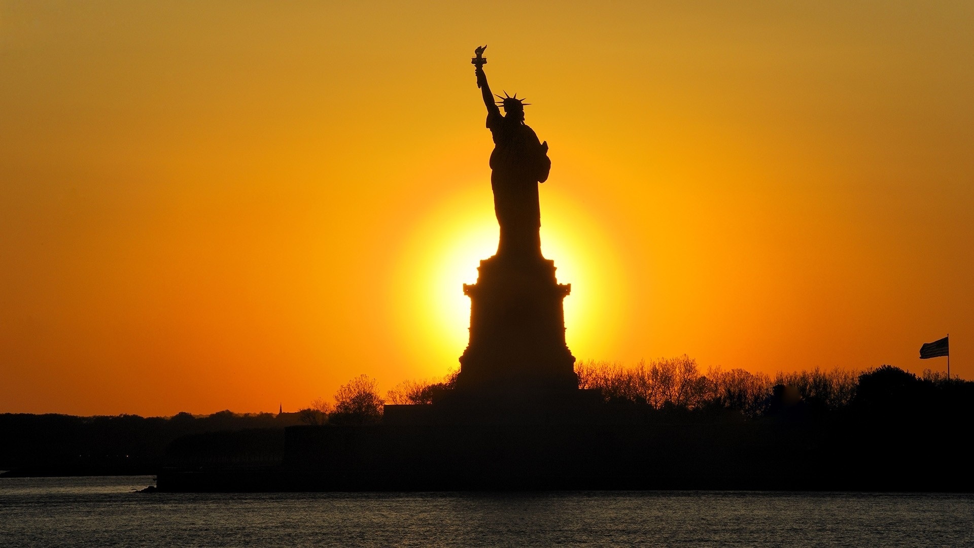 Statue of Liberty, New York Sunset Wallpaper, 1920x1080 Full HD Desktop