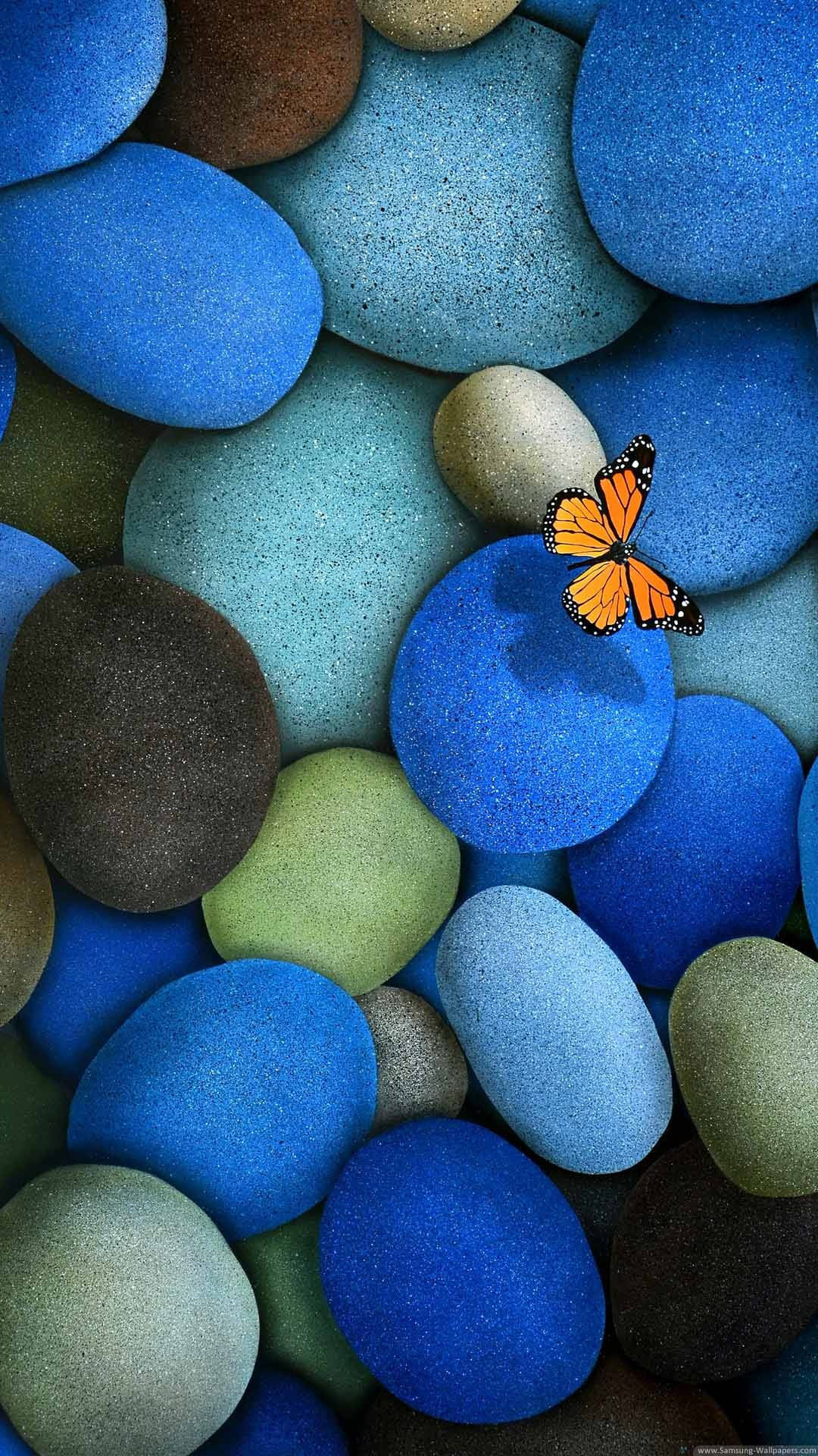 Stones and butterfly, Beautiful Backgrounds Wallpaper, 1080x1920 Full HD Phone