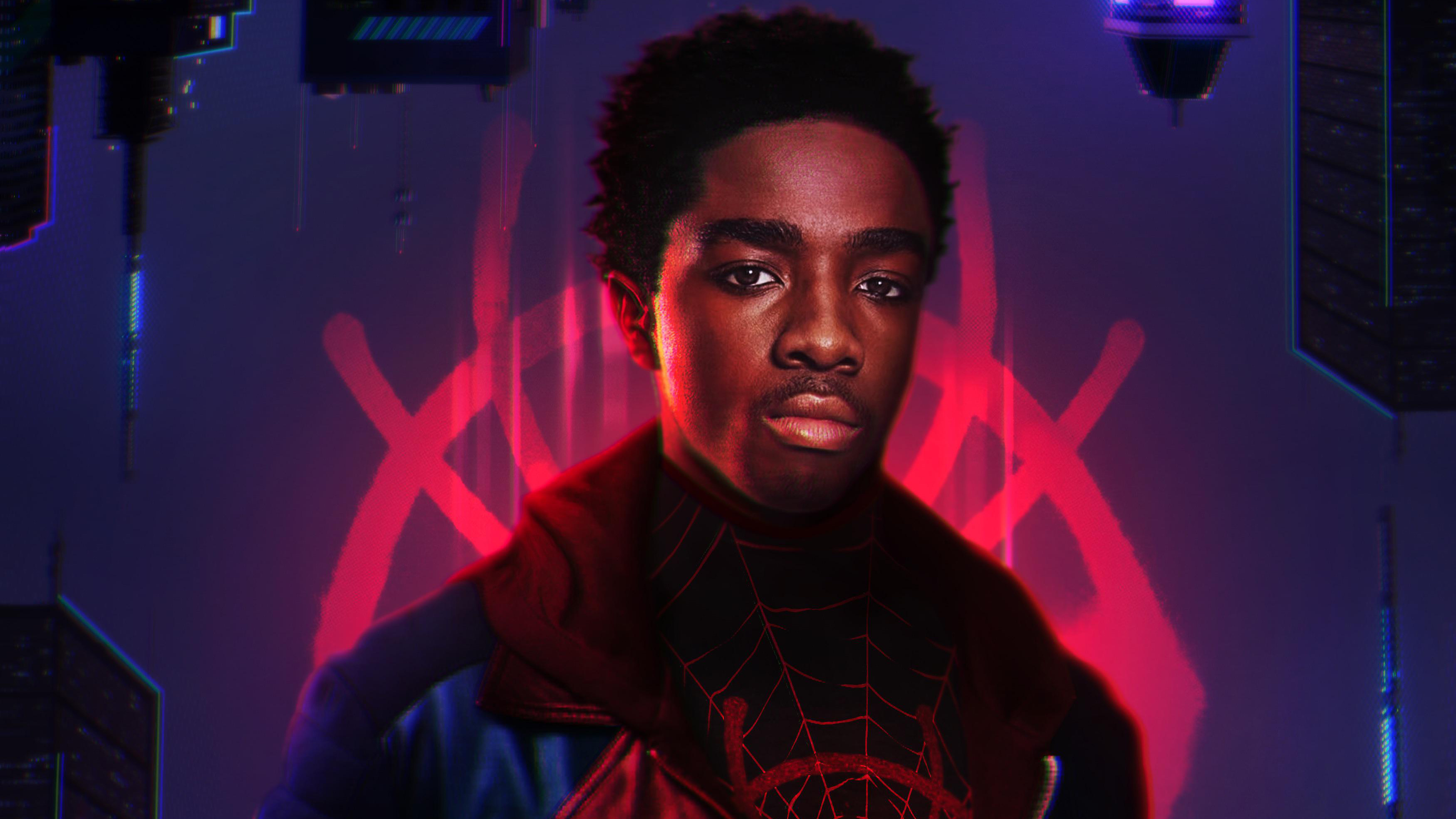 Caleb McLaughlin, Miles Morales Spider-Man, Superheroes, 4K wallpapers, 3500x1970 HD Desktop