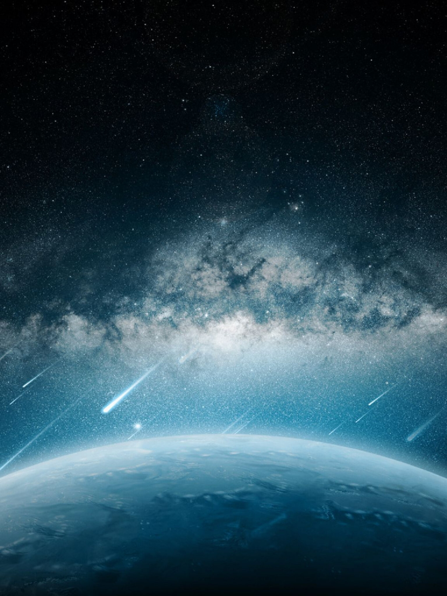 Space rain, Meteorite planet, iPad wallpapers, Amazing space scenery, 1540x2050 HD Phone