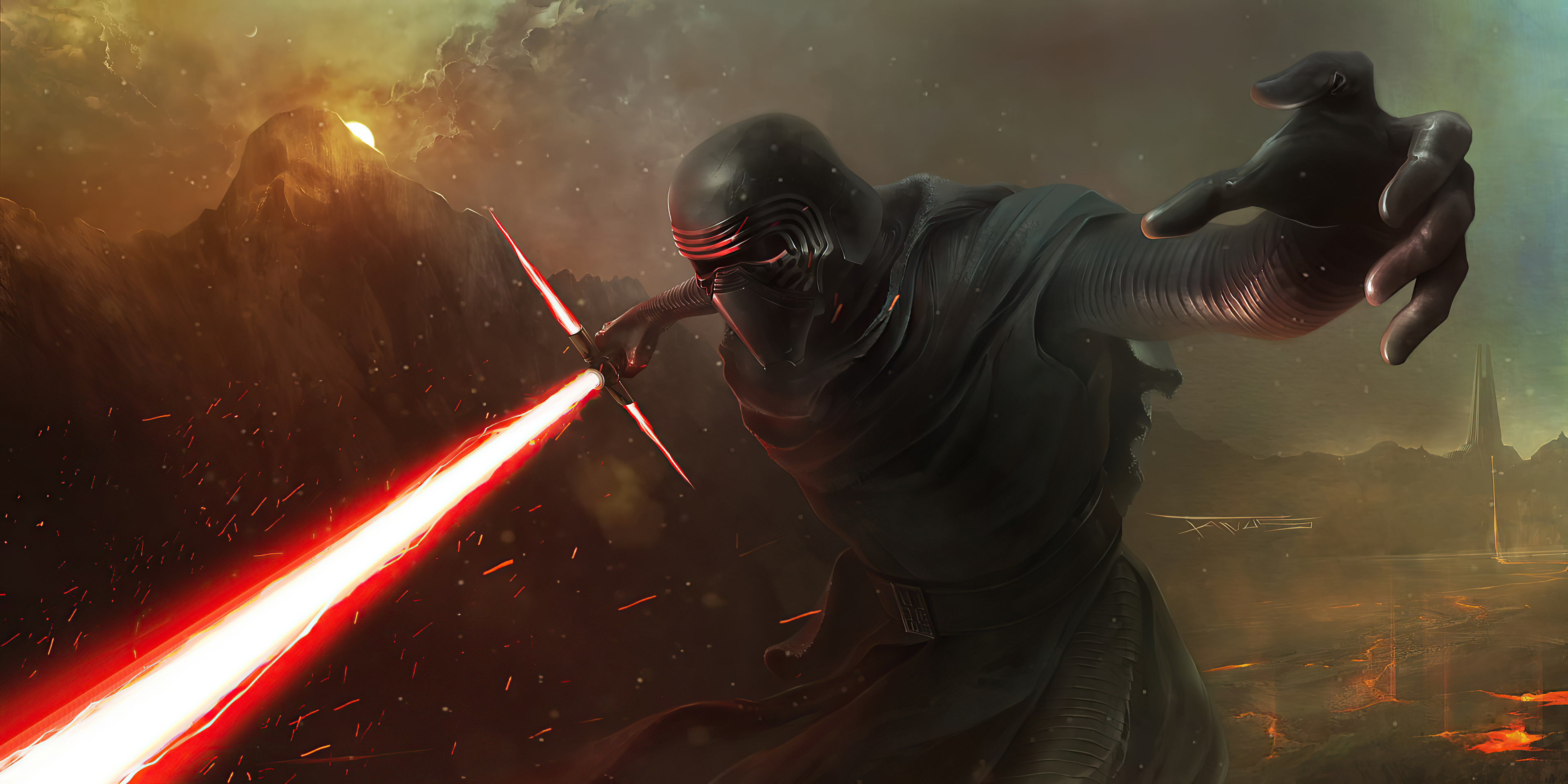 Kylo Ren, Star Wars, Movies, Wallpapers, 3840x1920 Dual Screen Desktop