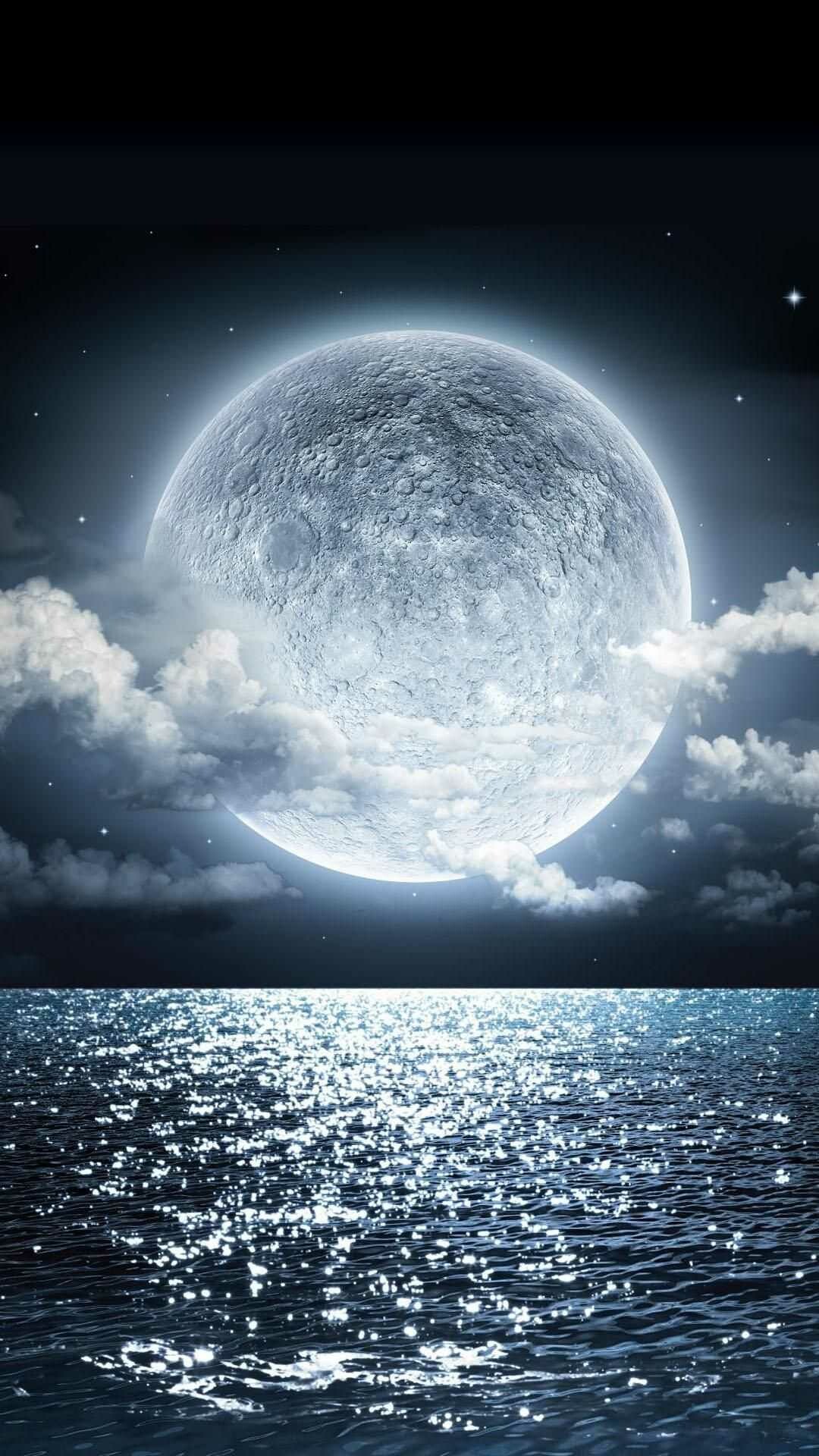 Moon wallpaper, Nighttime tranquility, Luminous sphere, Celestial beauty, 1080x1920 Full HD Phone