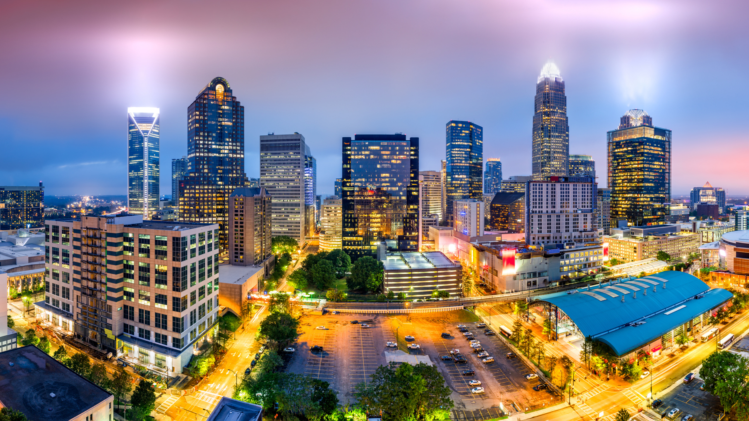 Charlotte Skyline, Travels, NC, Lyons HR, 2560x1440 HD Desktop