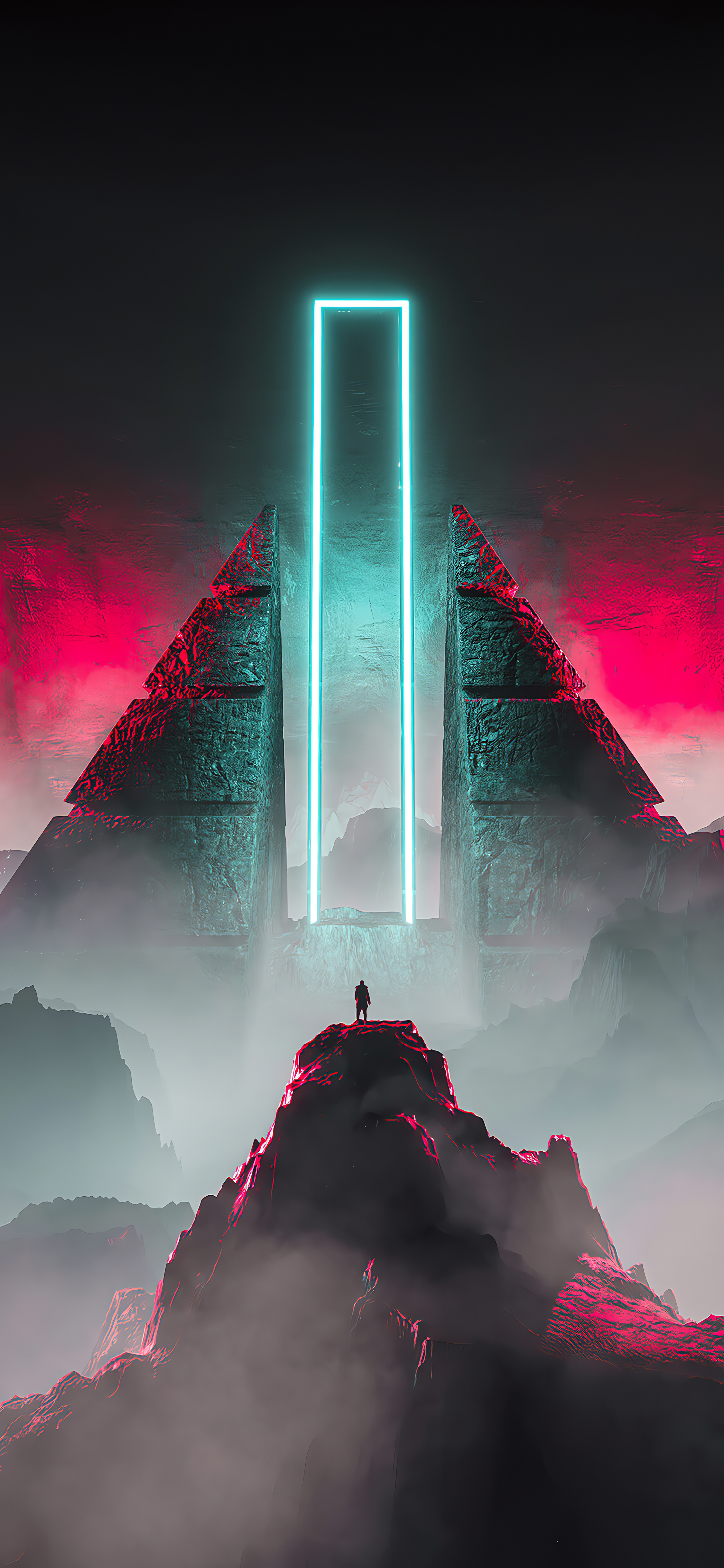 Science fiction, Neon lights, iPhone XS, HD 4K wallpapers, 2250x4880 4K Phone