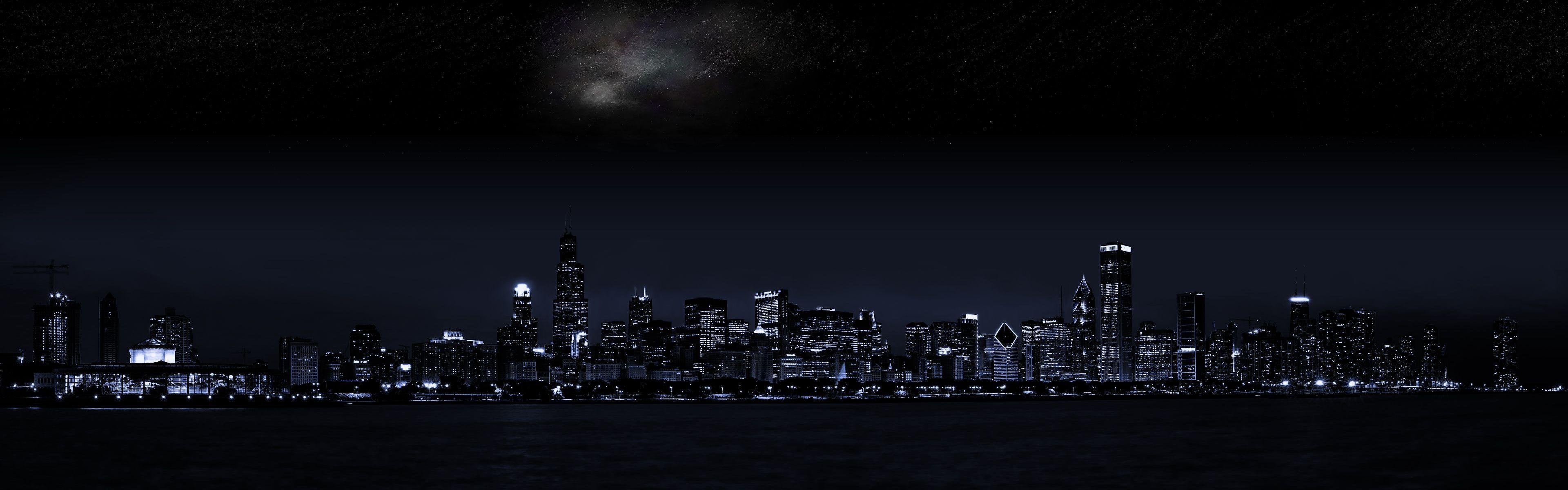 Chicago skyline dual monitor wallpaper, Stolen from somewhere, Dual monitor wallpapers, 3840x1200 Dual Screen Desktop