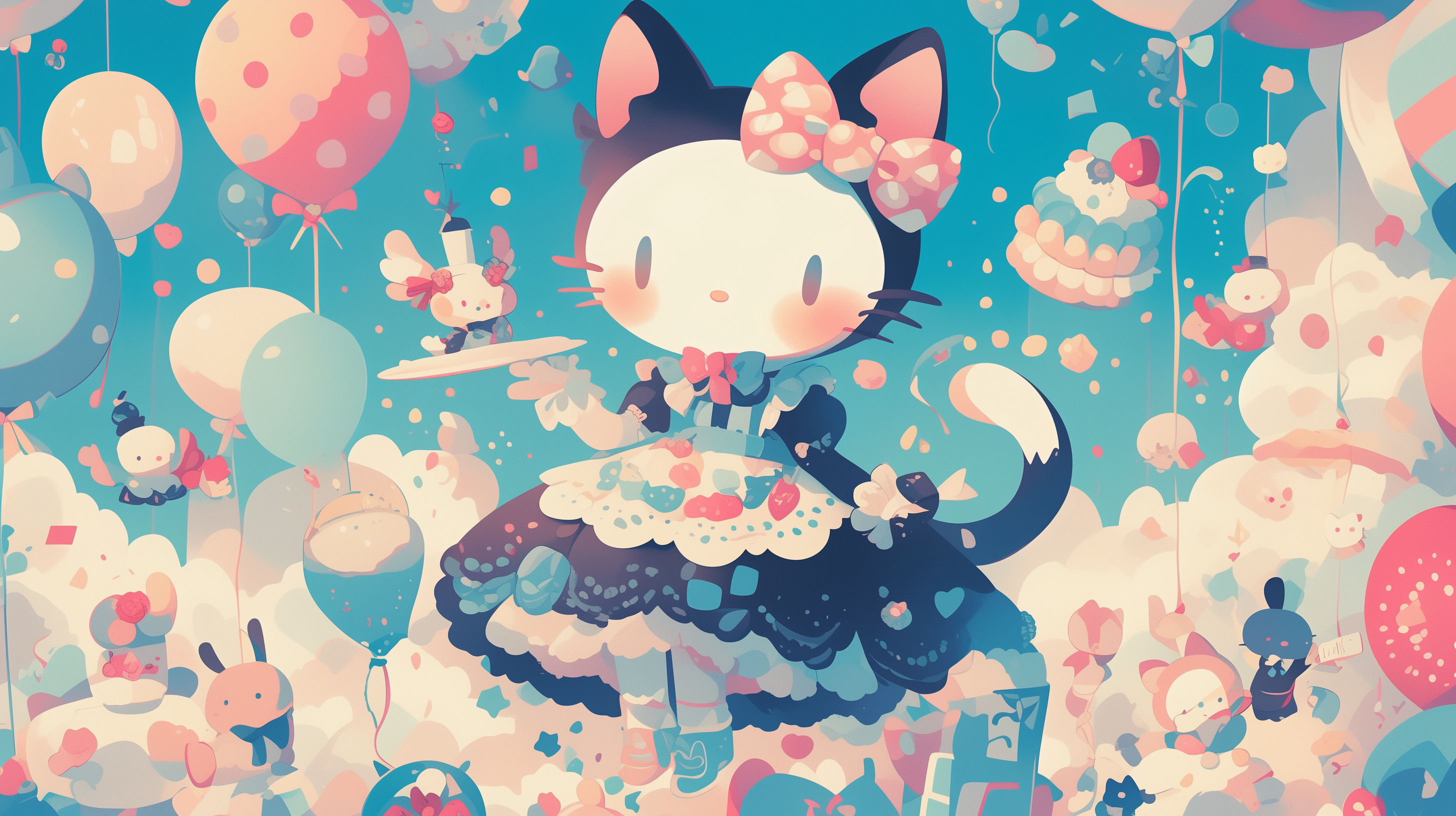 Hello Kitty, Sanrio, Cute Characters, Pink Aesthetic, Cartoon Icon, 2920x1640 HD Desktop