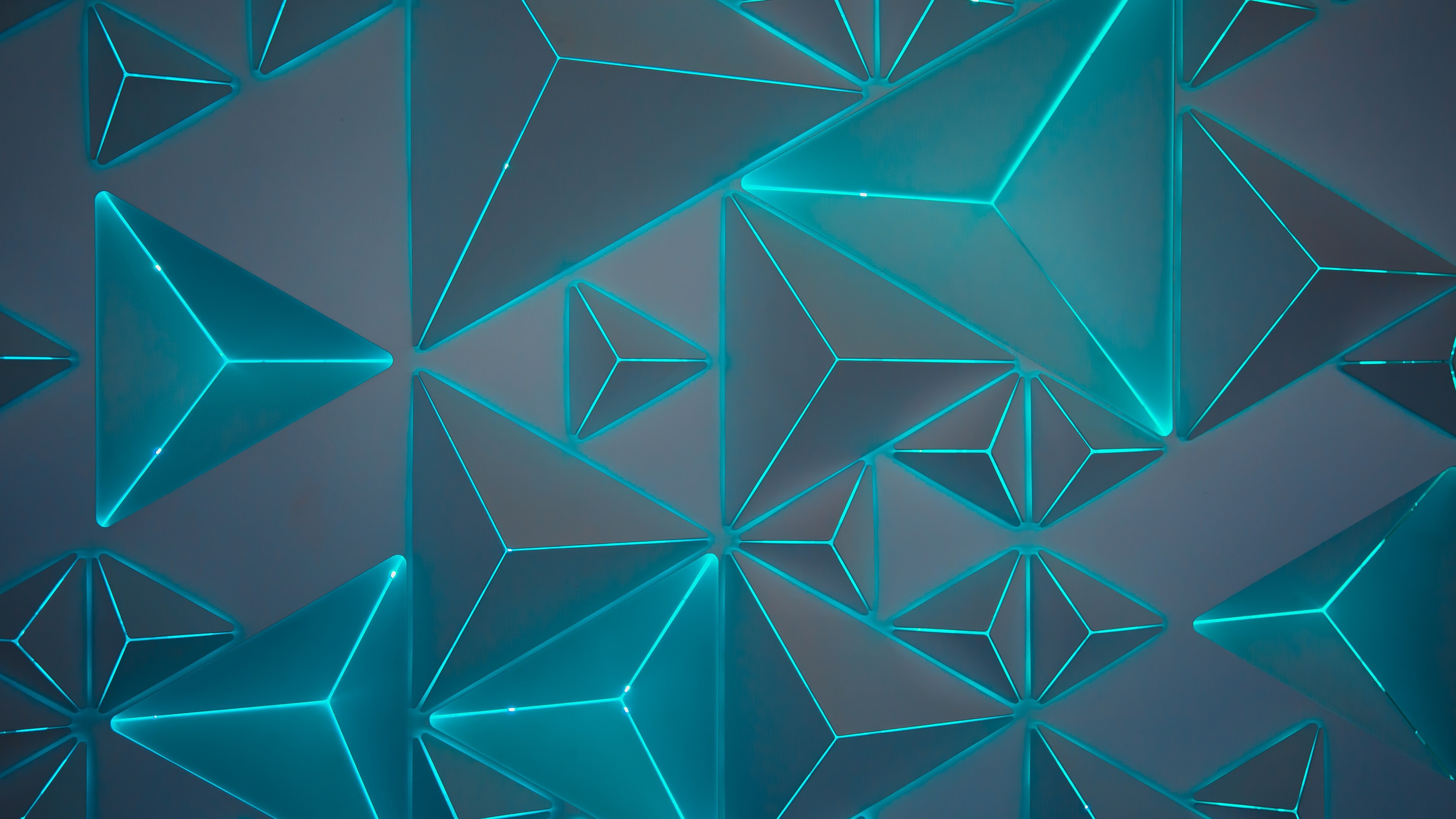 Neon light geometric wallpapers, Triangular patterns, Vivid colors, Modern aesthetic, 3840x2160 4K Desktop