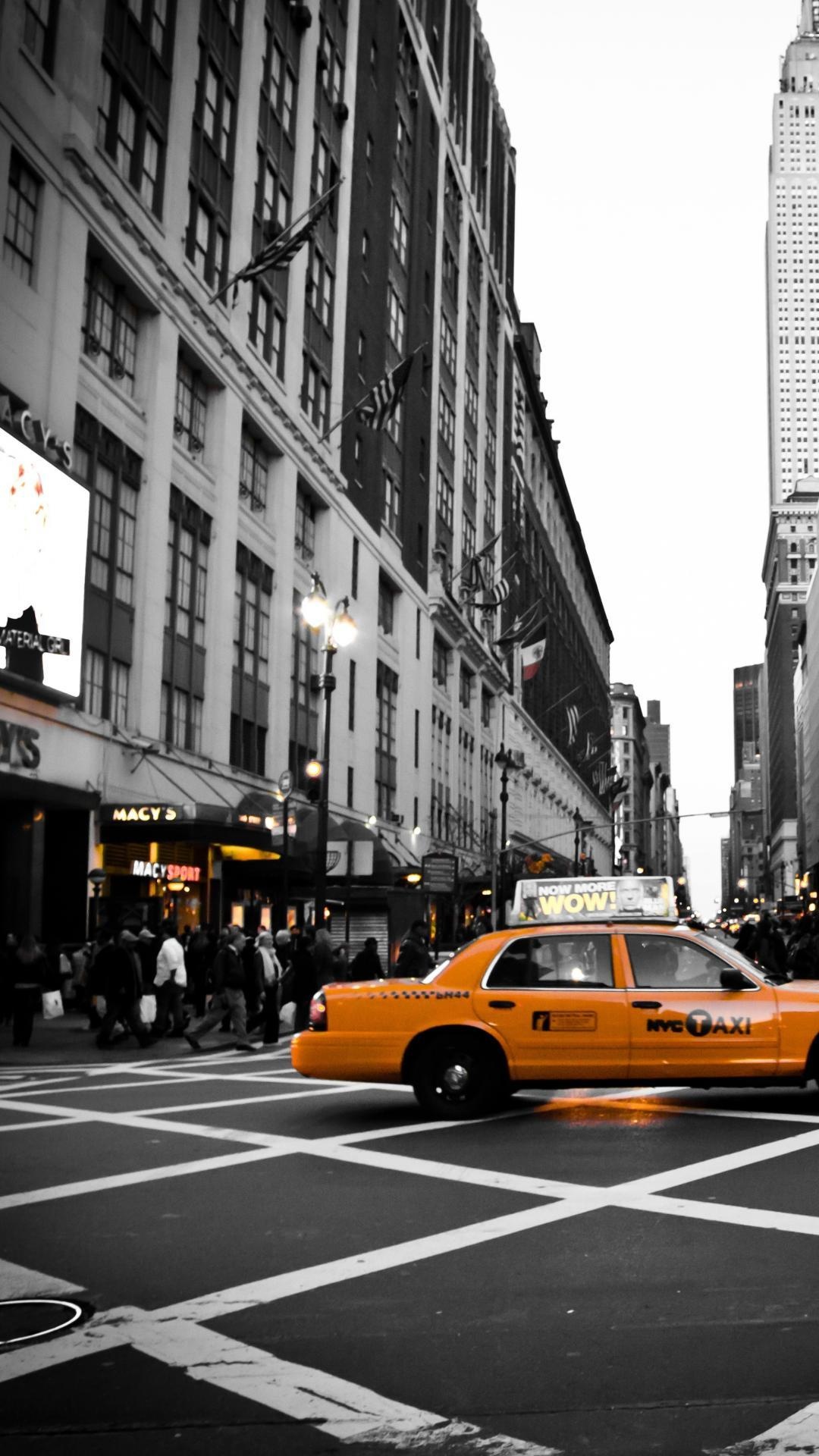 New York taxi, Iconic yellow cabs, City streets, Urban travel, 1080x1920 Full HD Phone